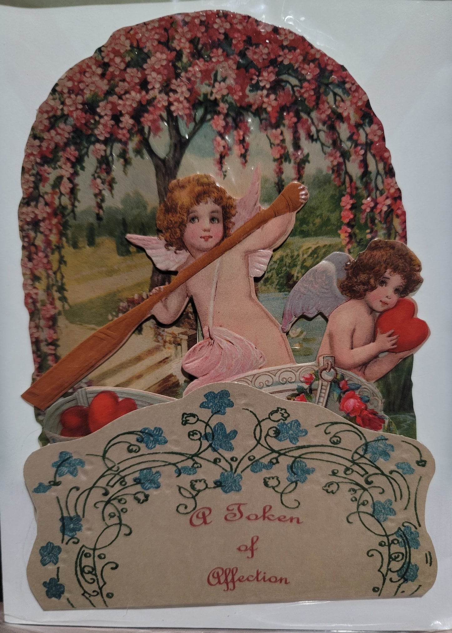 Vintage Victorian Style Cupids Token of Affection Pop Out Standing Card