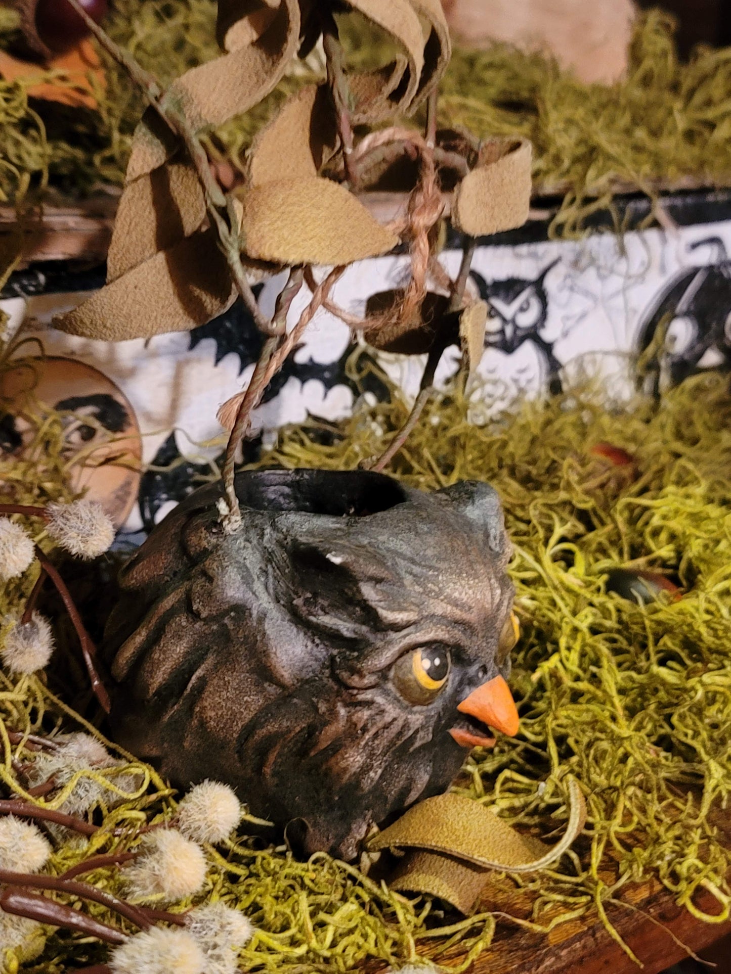 Vintage Halloween Style Vergie Lightfoot Owl Mini Bucket