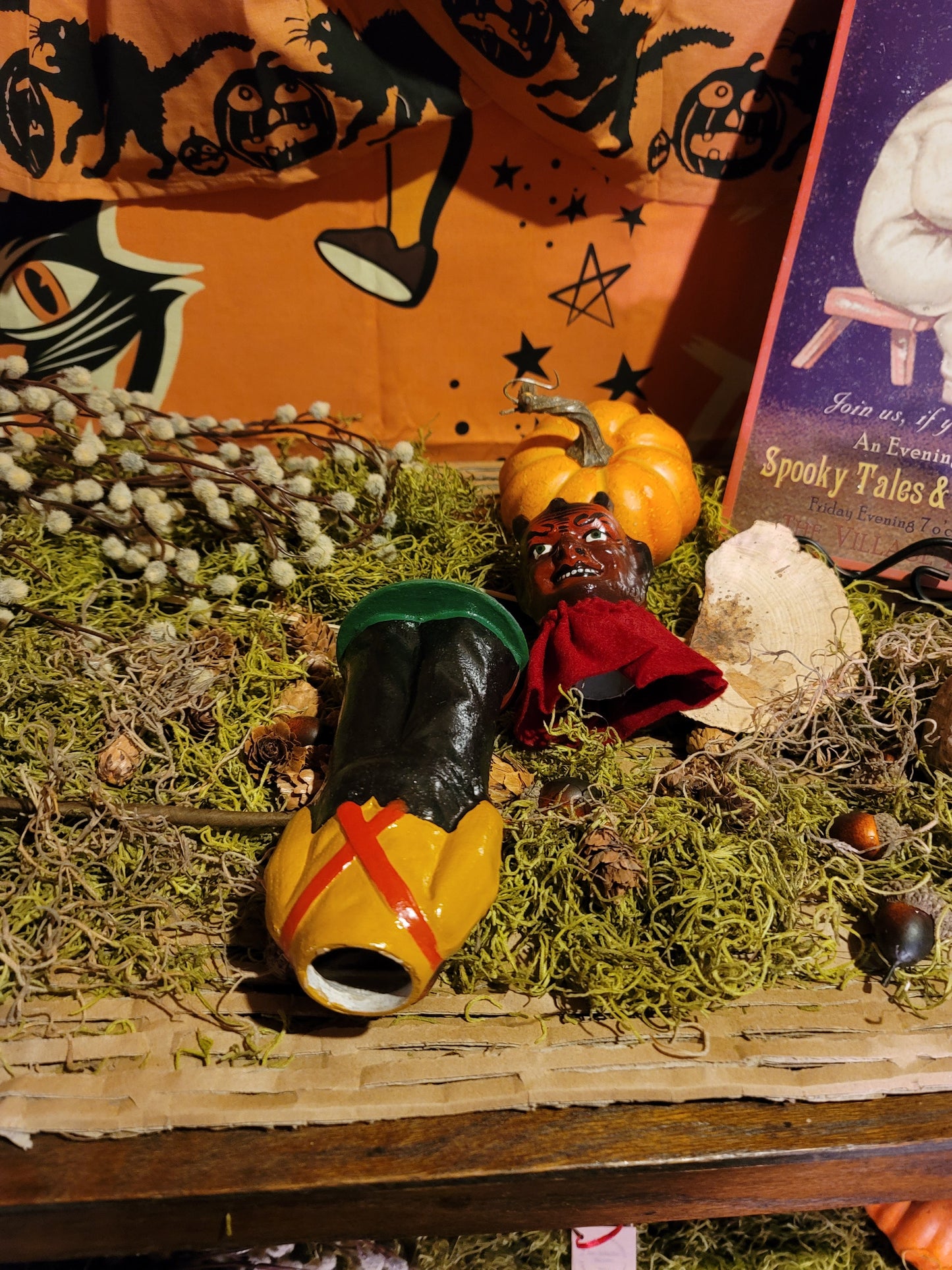 Vintage Halloween Style Authentic German Devil Paper Mache Candy Container