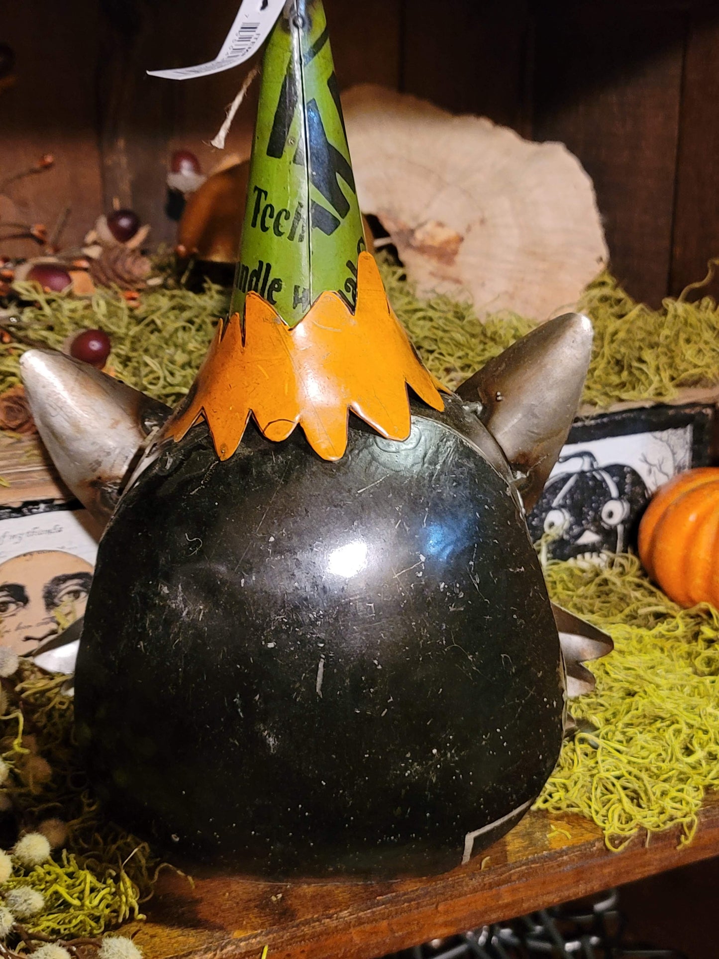 Vintage Halloween Style Black Cat Witch Clown Head Figurine