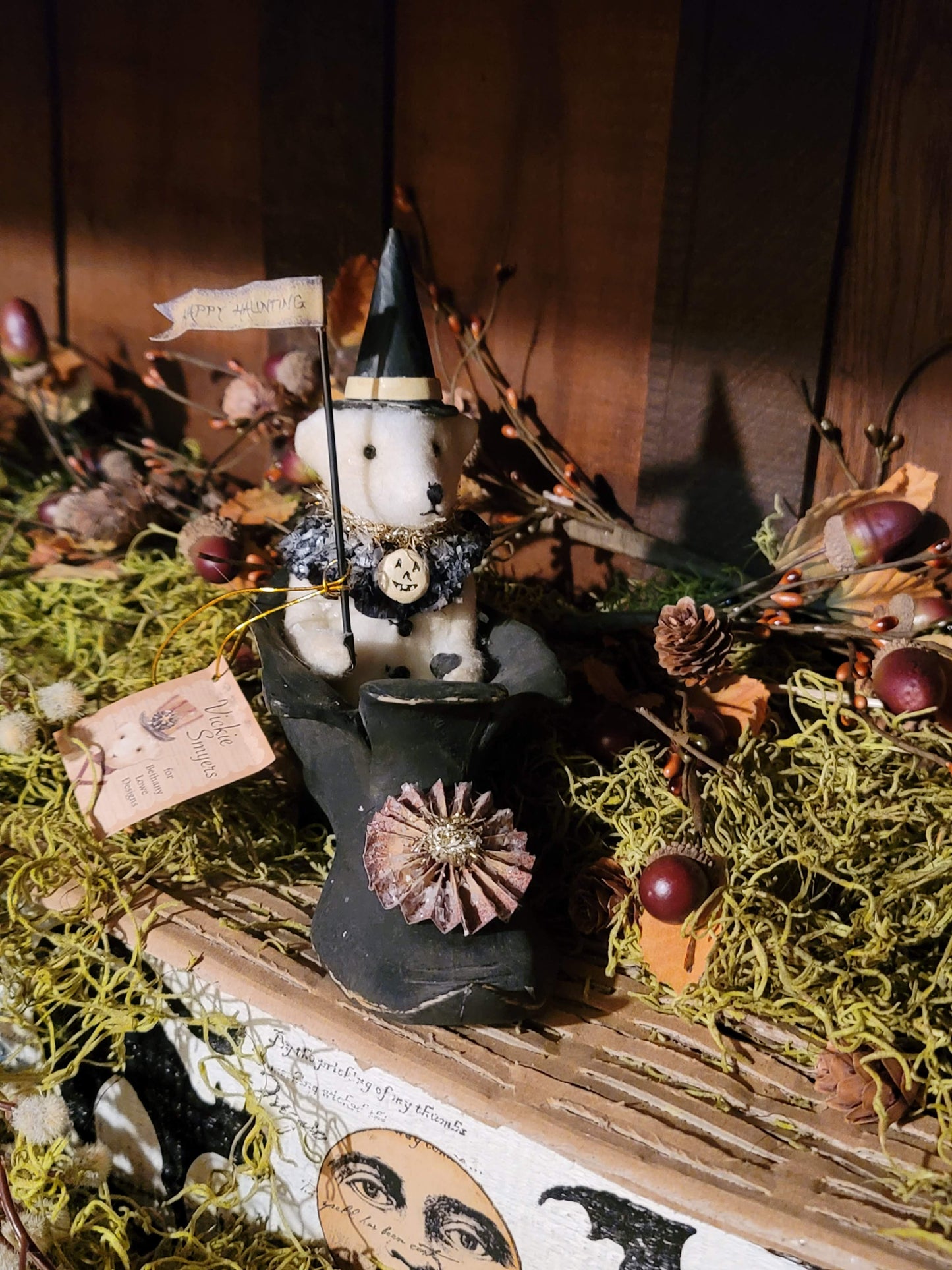 Vintage Halloween Style Bethany Lowe Vicki Smyers Bear in Witch Shoe Figurine