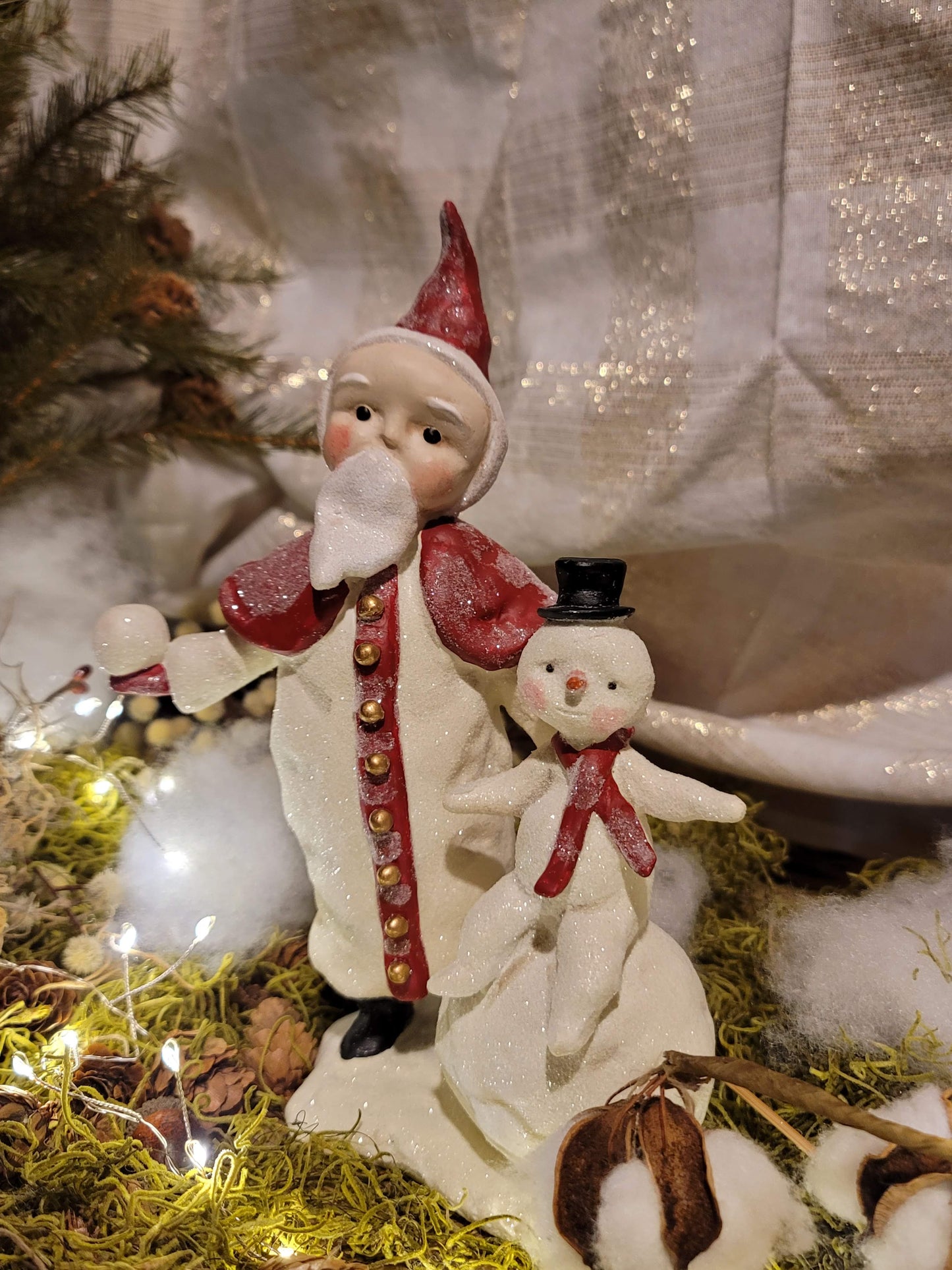 Whimsy Christmas Dee Harvey Foust Best Buds Santa and Snowman Figurine