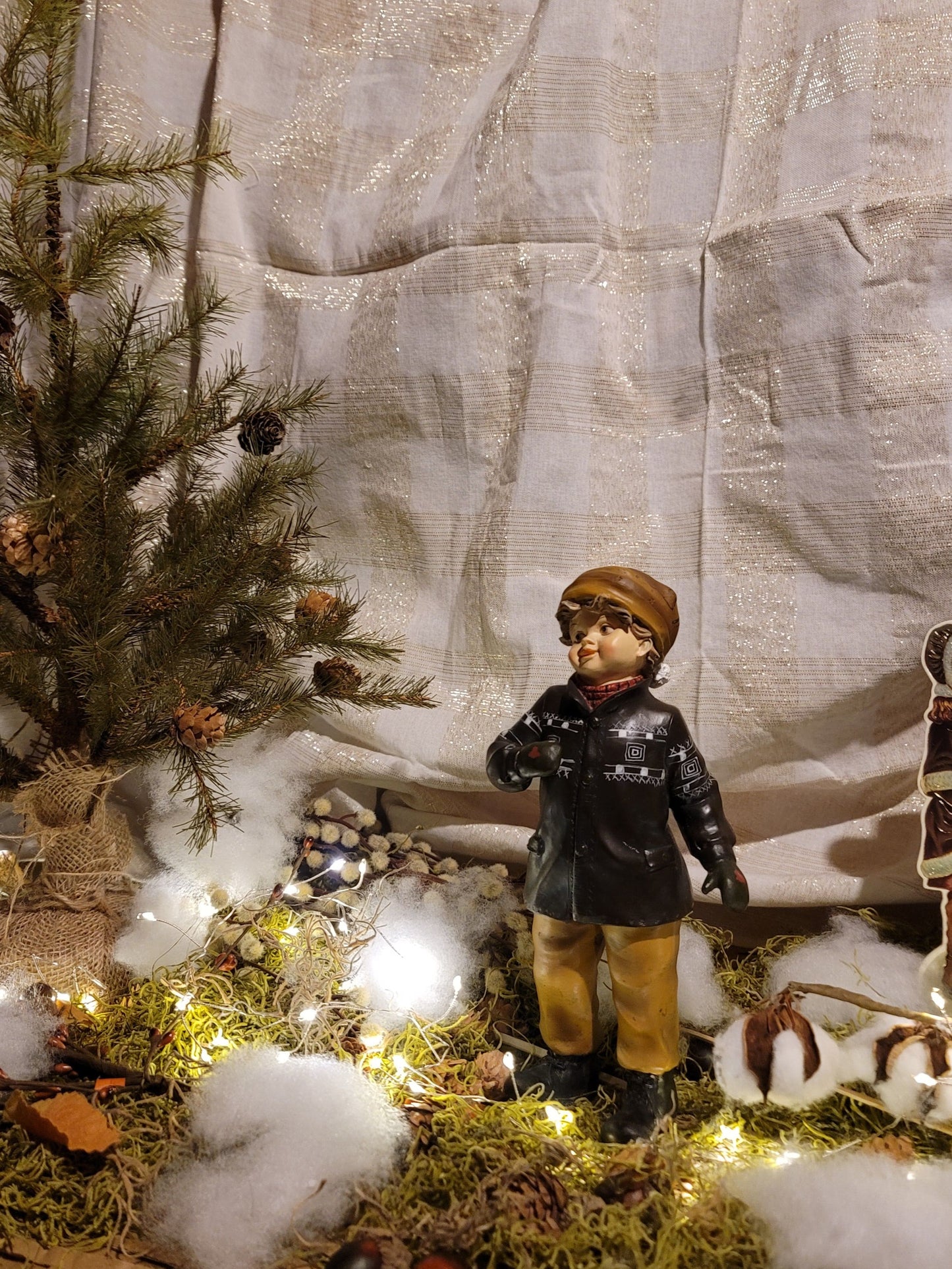 Vintage Christmas style Norman Rockwell Boy with Hat and Mittens Figurine
