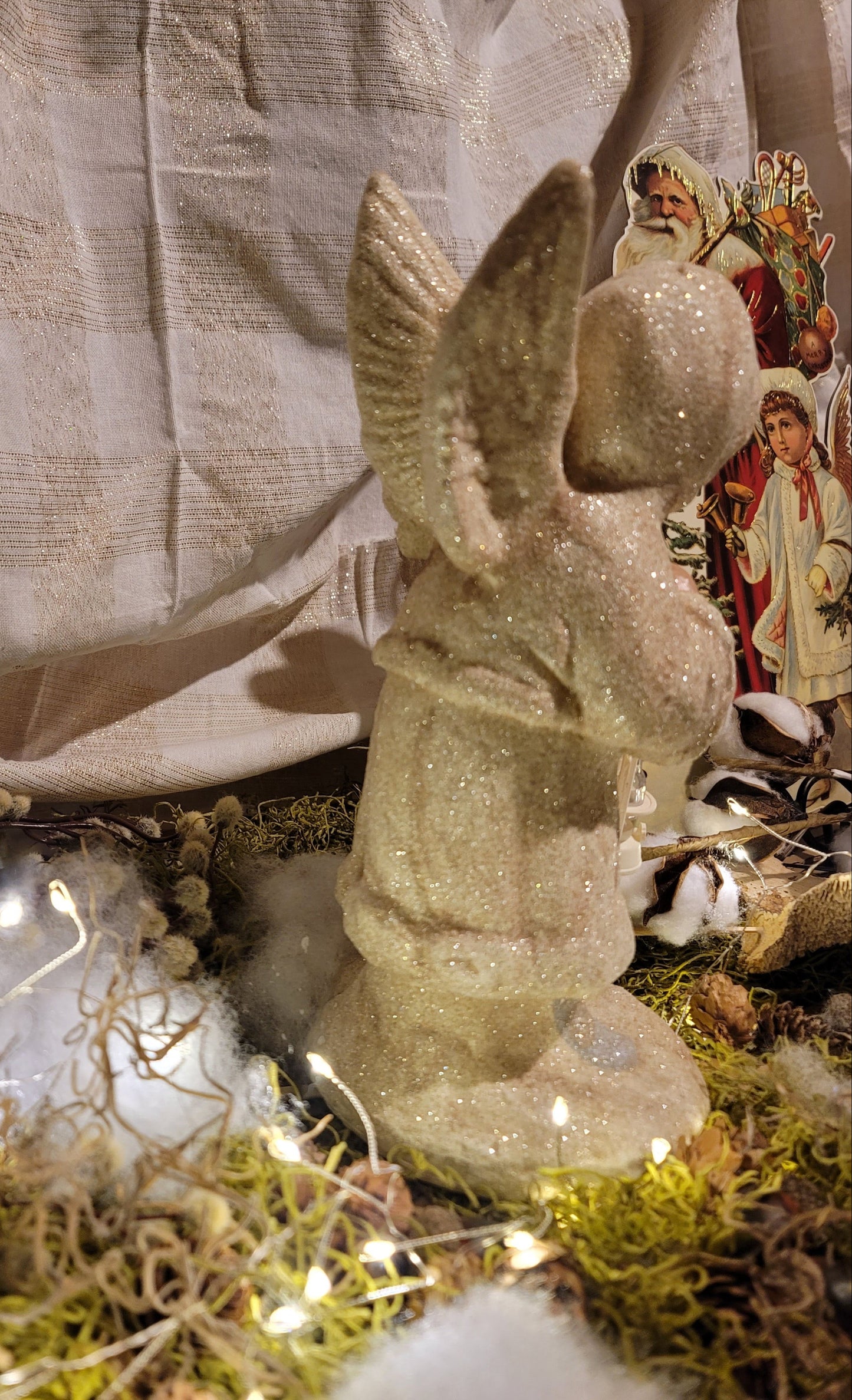 Vintage Victorian Christmas Style Good News Angel with Lantern Figurine