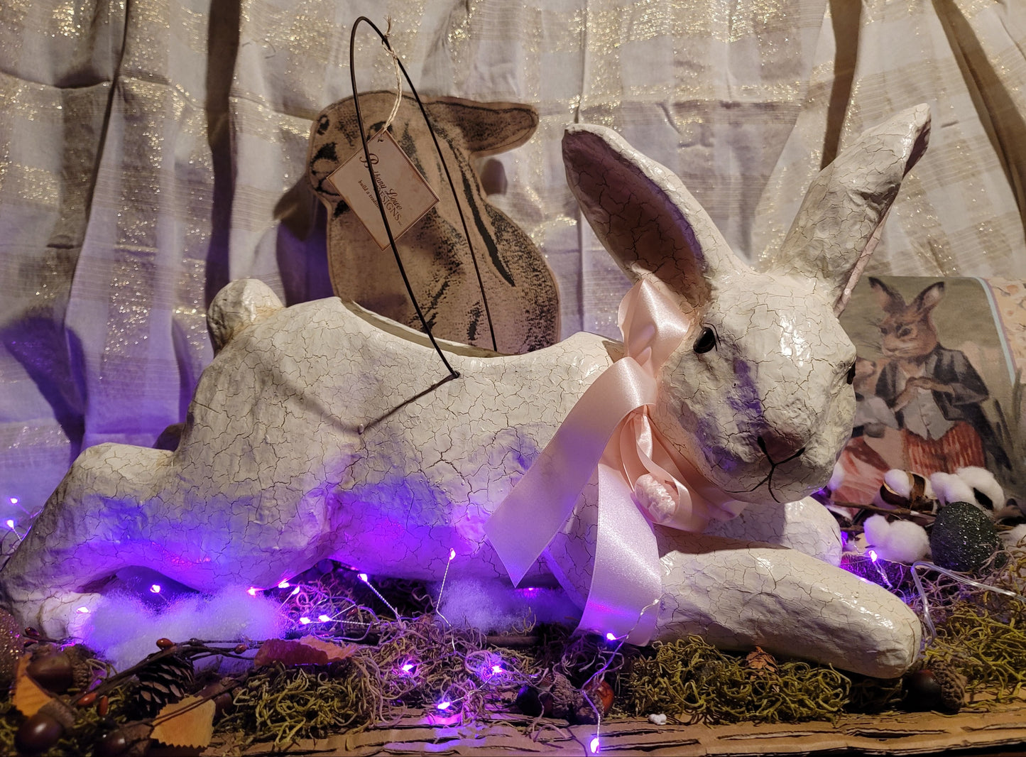 Vintage Easter Giant Easter Rabbit Bunny Paper Mache Basket