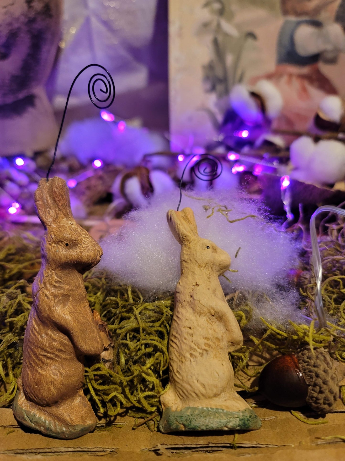 Primitive Easter Rabbit Mold Chalkware Ornaments Set