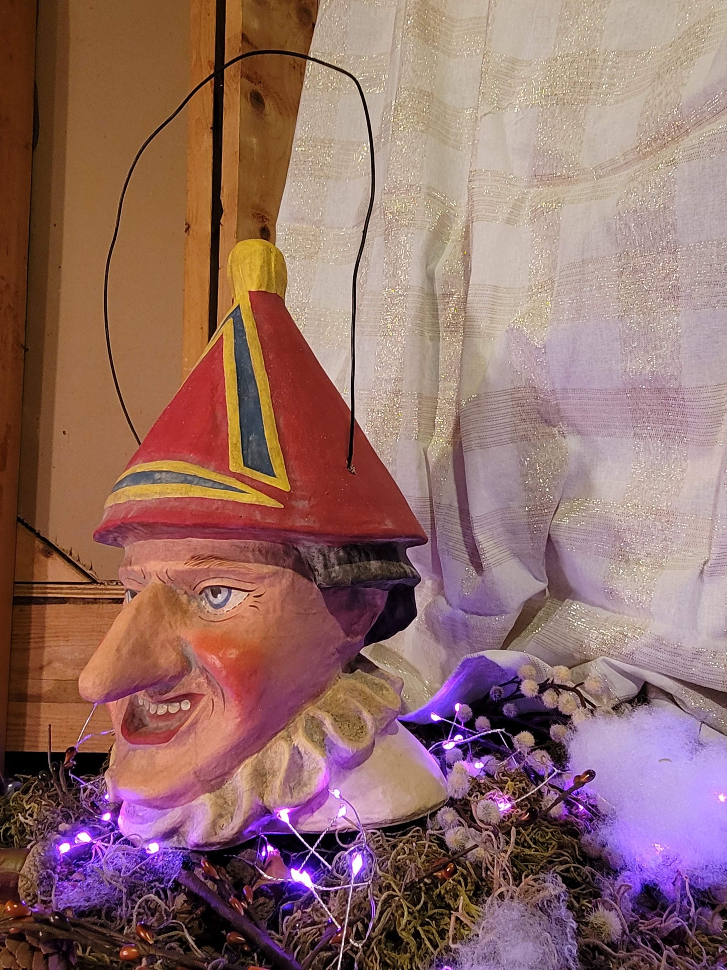 Vintage Halloween Style Circus Victorian Paper Mache Clown Bucket