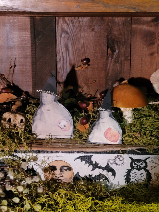 Vintage Halloween Style Photo Boo Baby Witches Paper Ornament Set