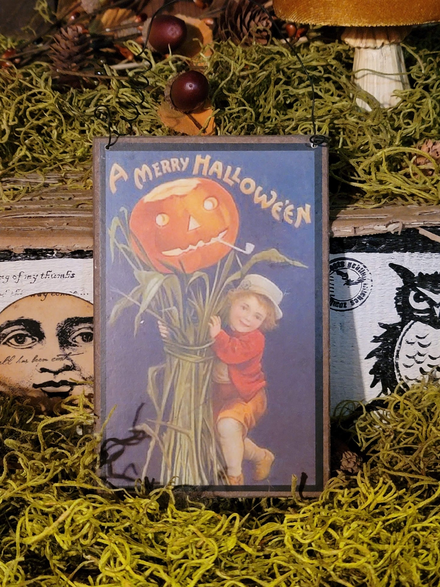Vintage Halloween Style Postcard Boy