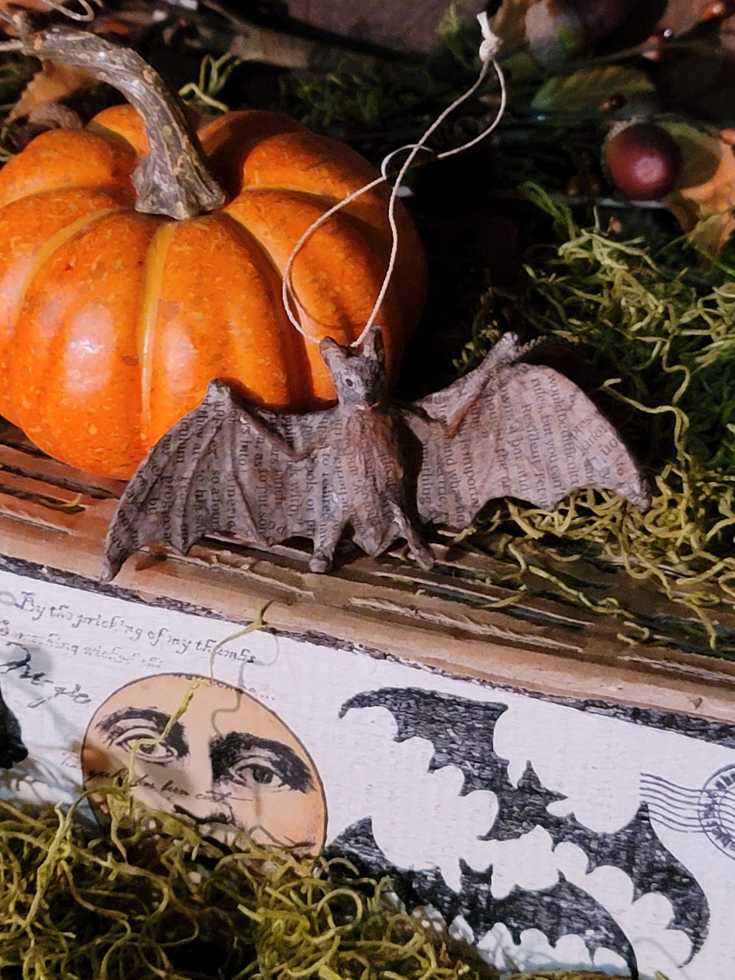 Vintage Halloween Style Gothic Tinkertins Bat Ornament
