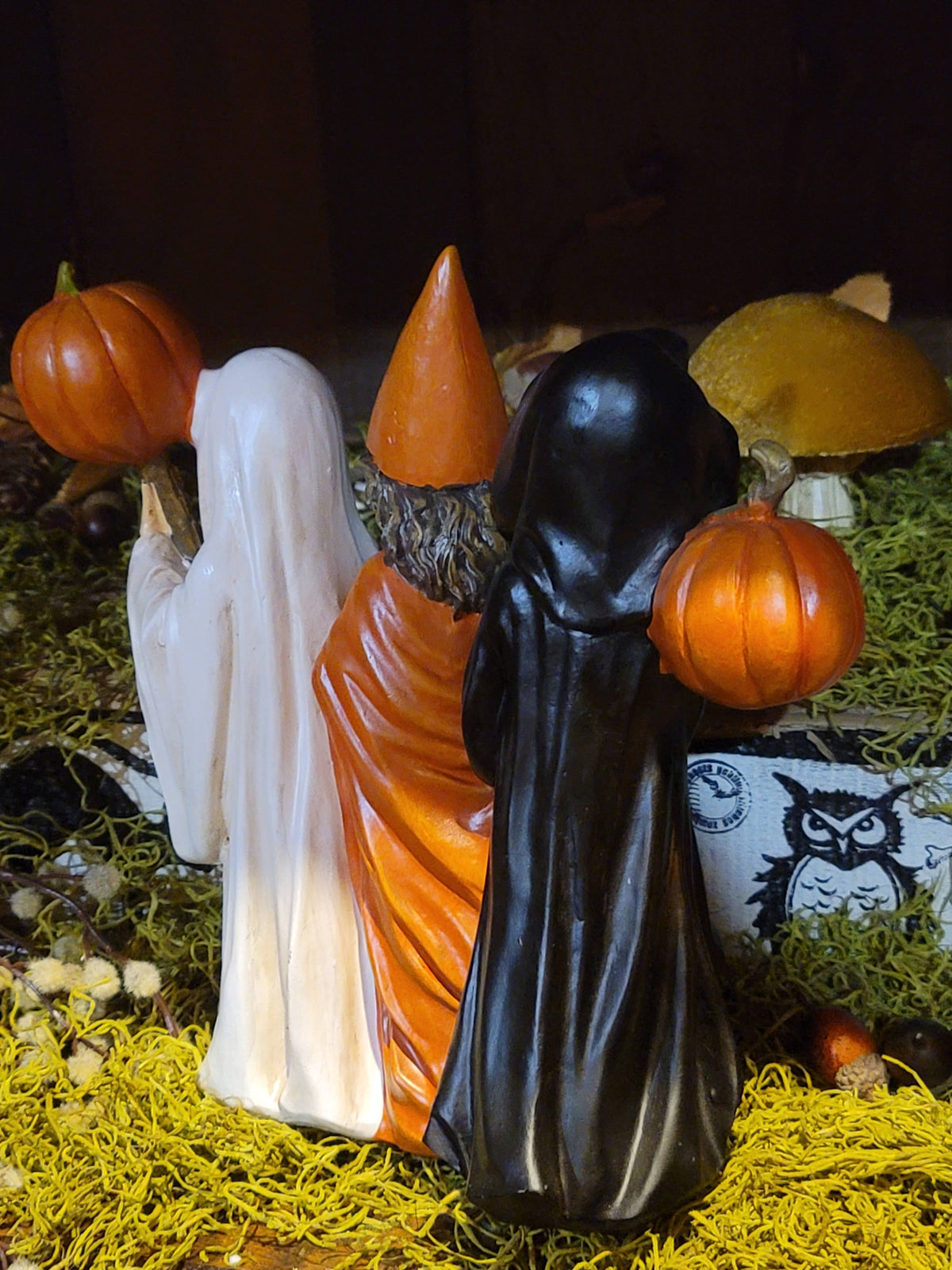 Vintage Halloween Style Trick or Treat Pumpkin Ghost Witch Children Figurine