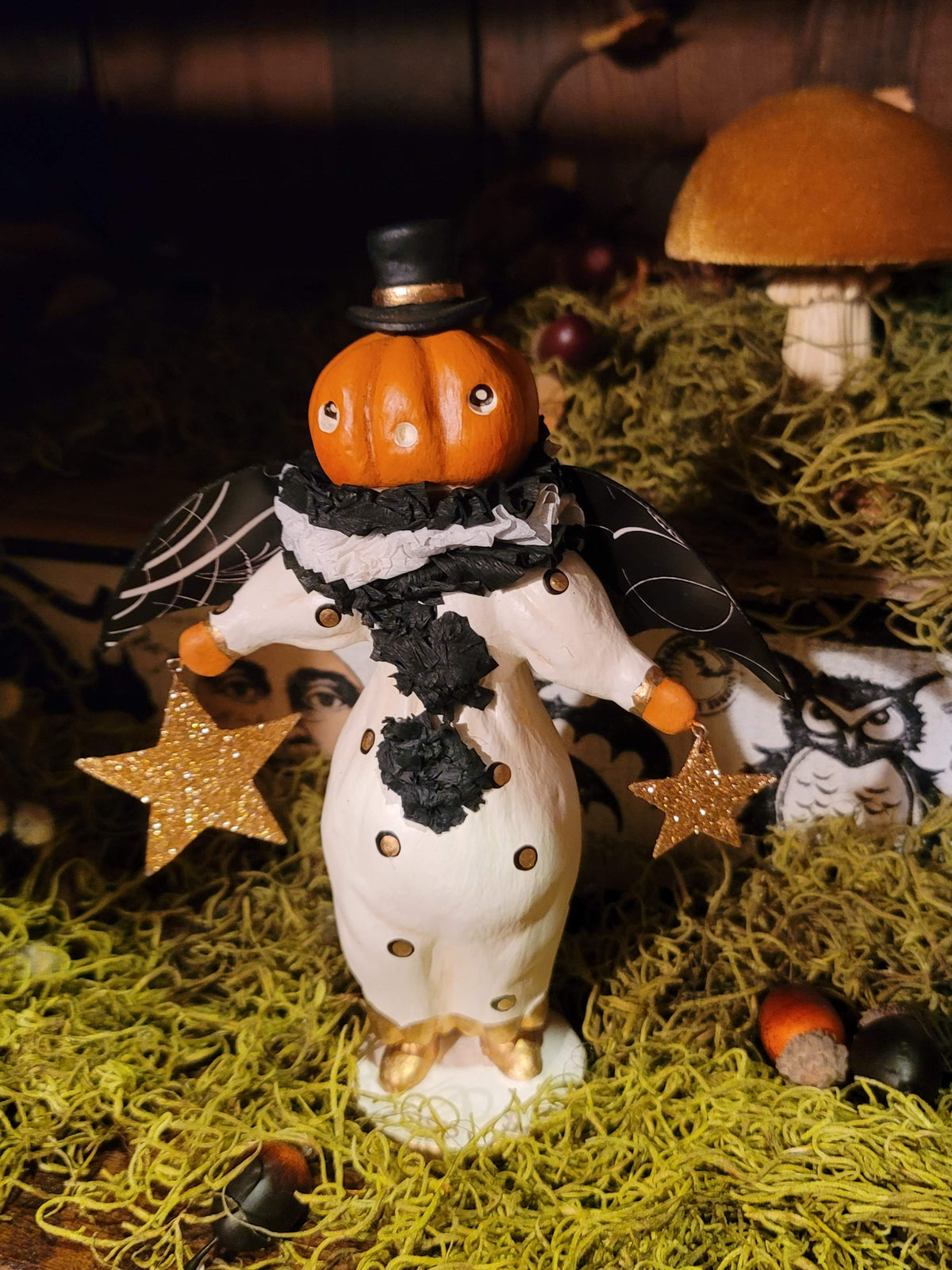 Vintage Halloween Style Dapper Little Jack Pumpkin Figurine