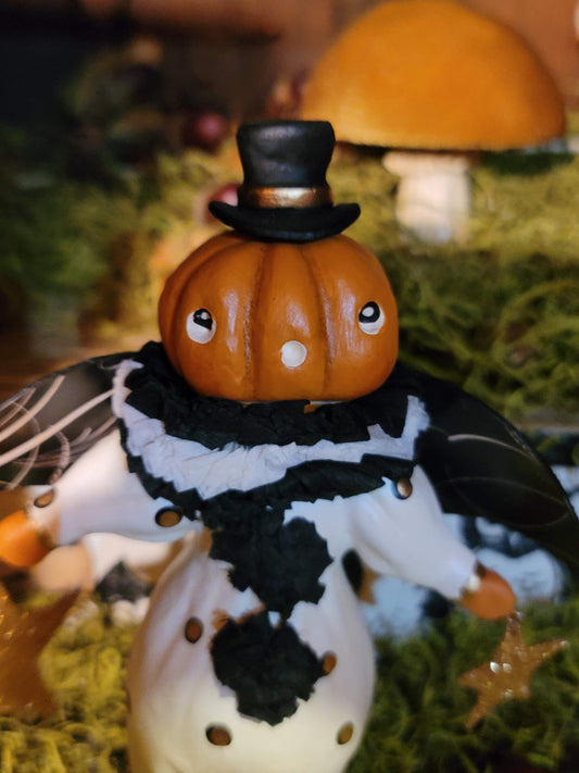 Vintage Halloween Style Dapper Little Jack Pumpkin Figurine