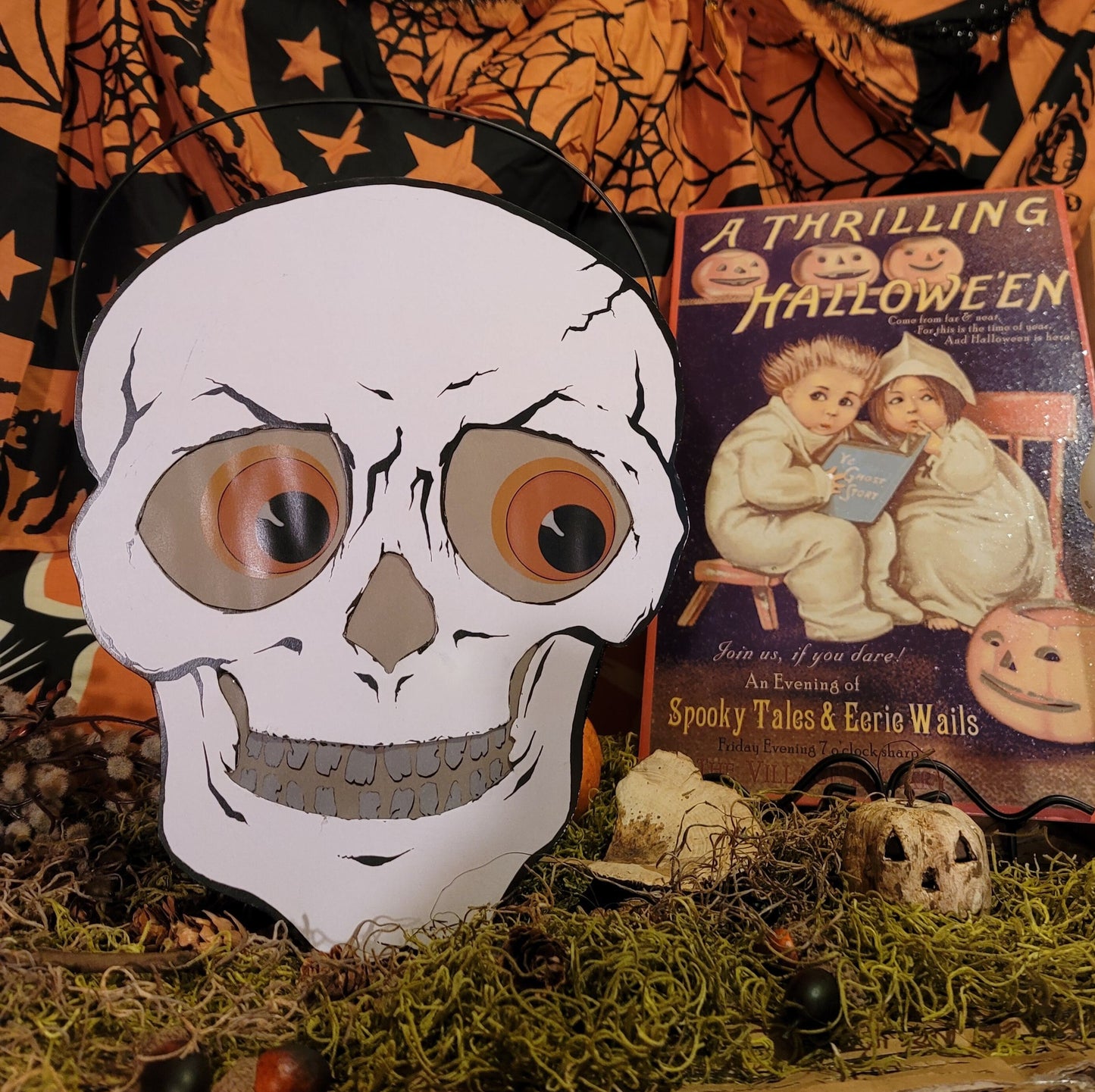 Vintage Halloween Style Bethany Lowe Skeleton Lantern Container