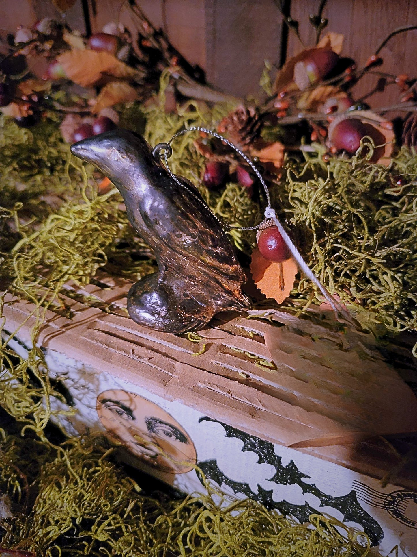 Vintage Halloween Mercury Raven Crow Ornament Ragon House