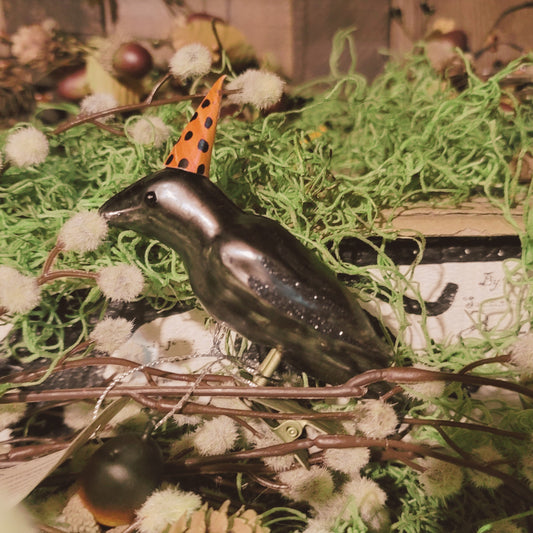 Vintage Halloween Style Raven Witch Crow Mercury Ornament KD Vintage