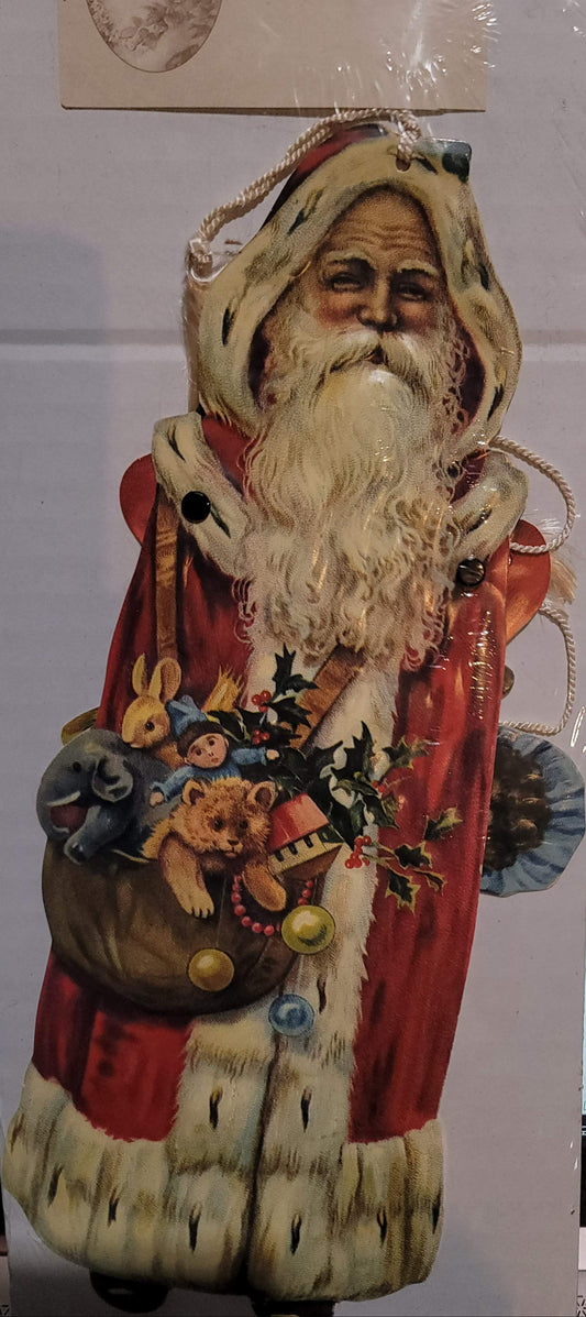 Vintage Victorian Style Belsnickle Father Christmas Mechanical Card Ornament