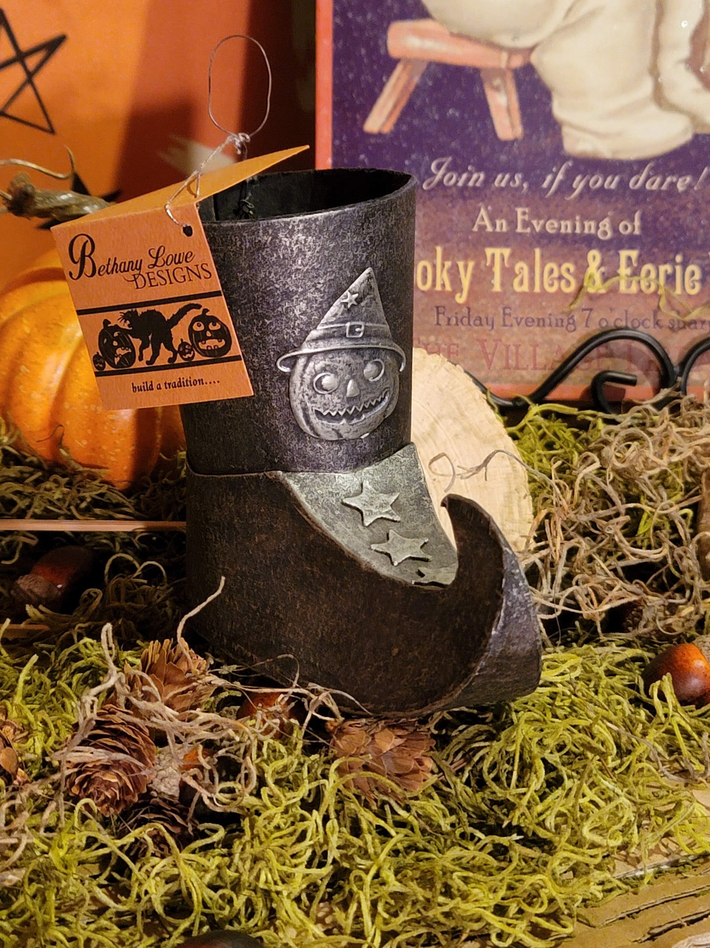Vintage Halloween style Bethany Lowe paper mache witch boot collectible RARE