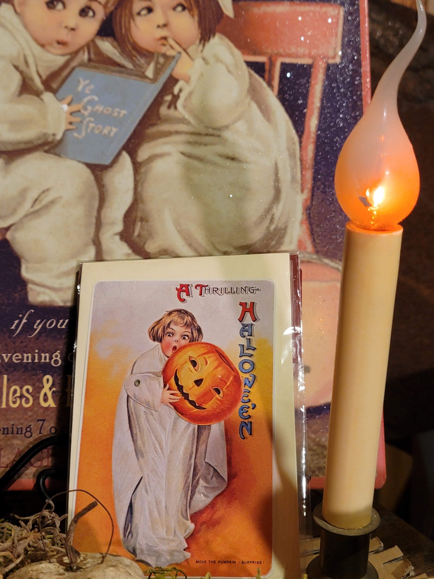 Vintage Halloween Style Mechanical Clapsaddle Boo Girl Post Card