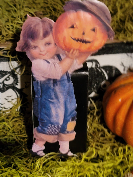 Vintage Halloween Postcard Style Witch or Pumpkin Gift Box Greetings