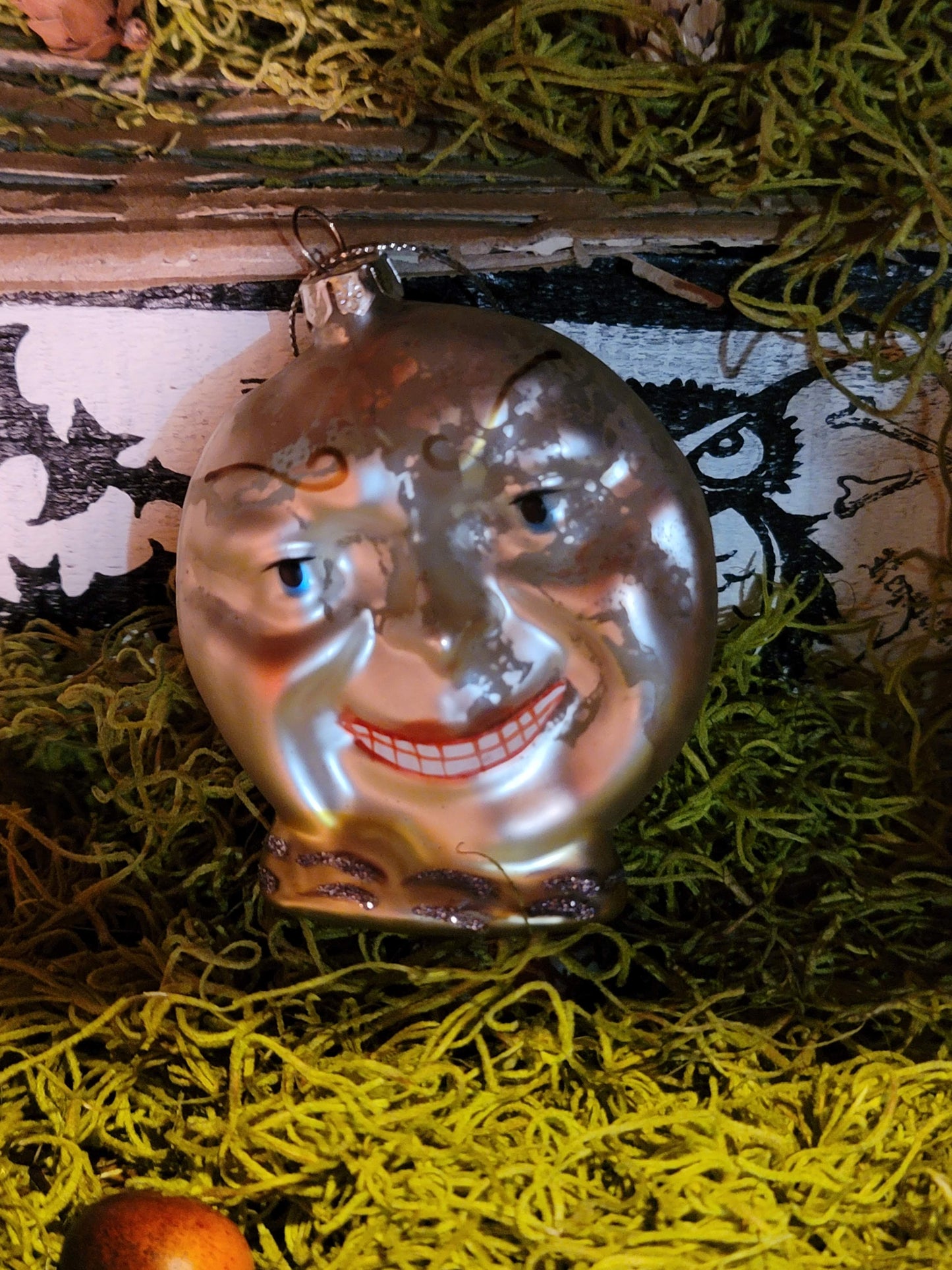 Vintage Victorian Style Man in the Moon Mercury Glass Ornament