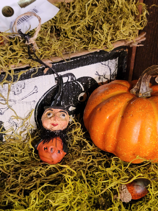 Vintage Halloween Style Debra Schoch Hop Hop Jingle Boo Witch HEX Ornament