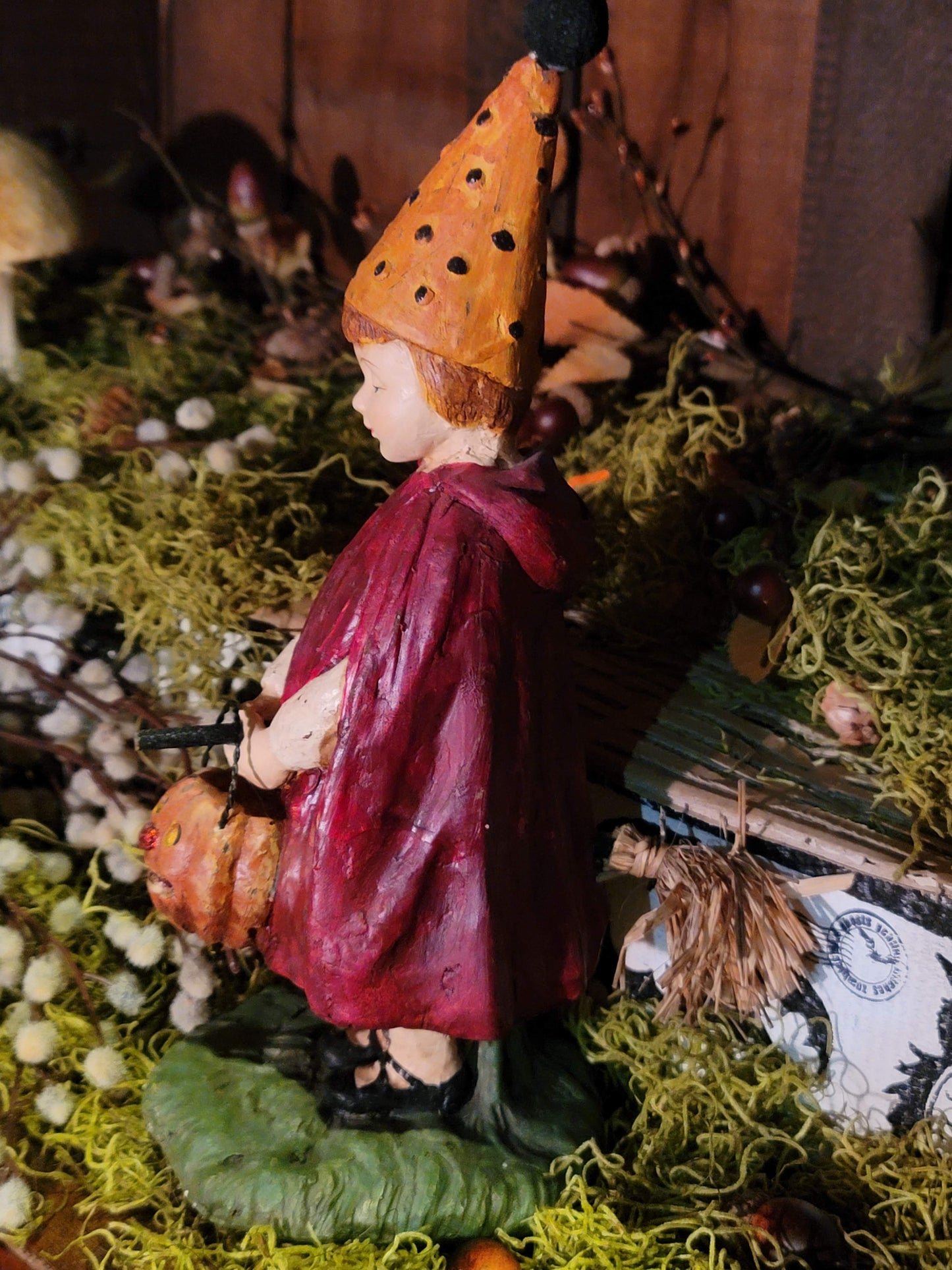 Vintage Halloween Postcard Witch  Barton and Spooner Figurine Ragon House