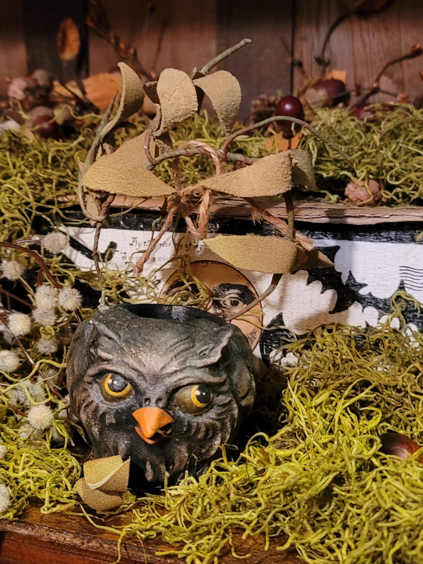Vintage Halloween Style Vergie Lightfoot Owl Mini Bucket
