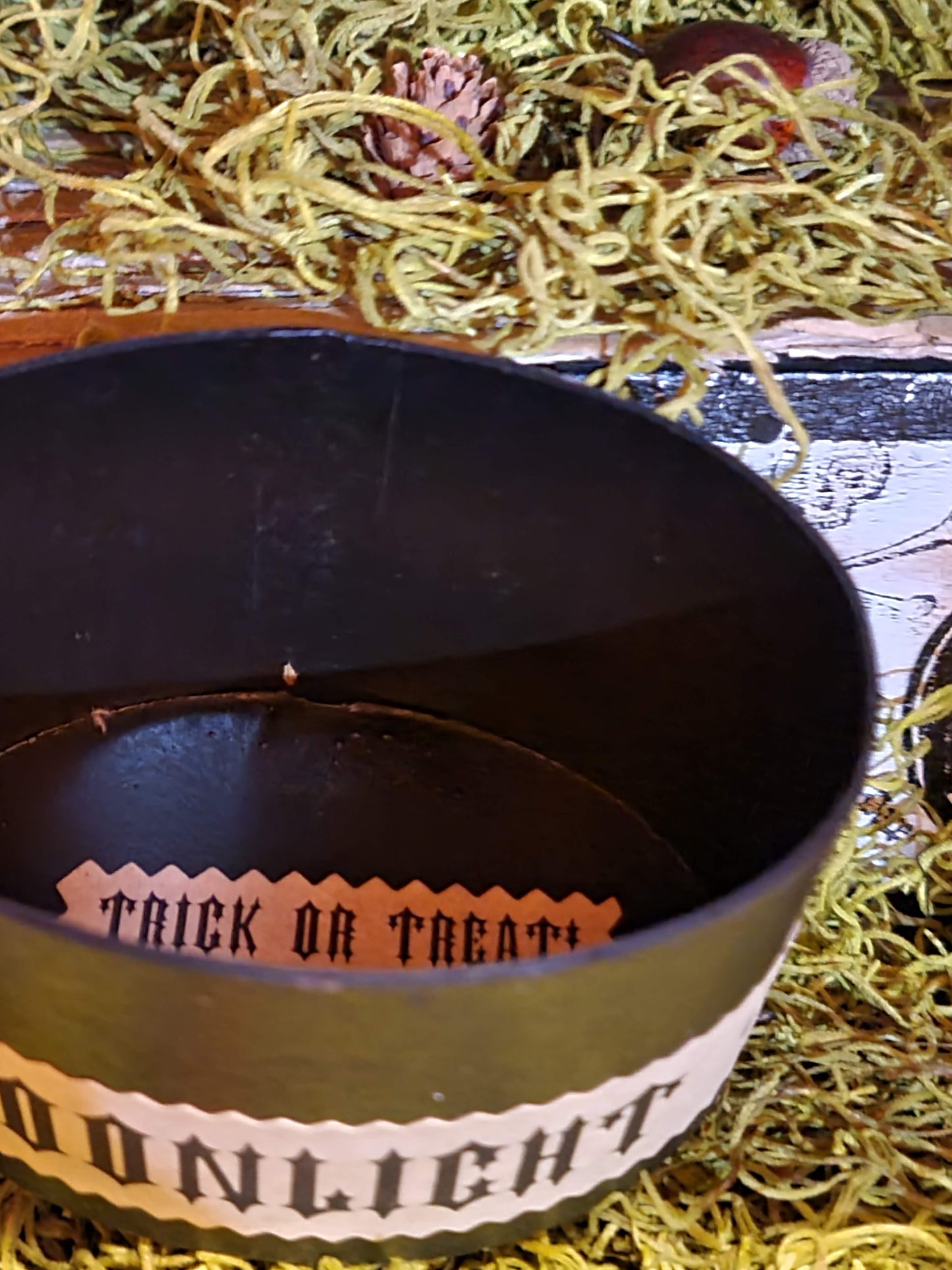 Vintage Halloween Style Nicol Sayre Black Cat Witch on Box Container Figurine