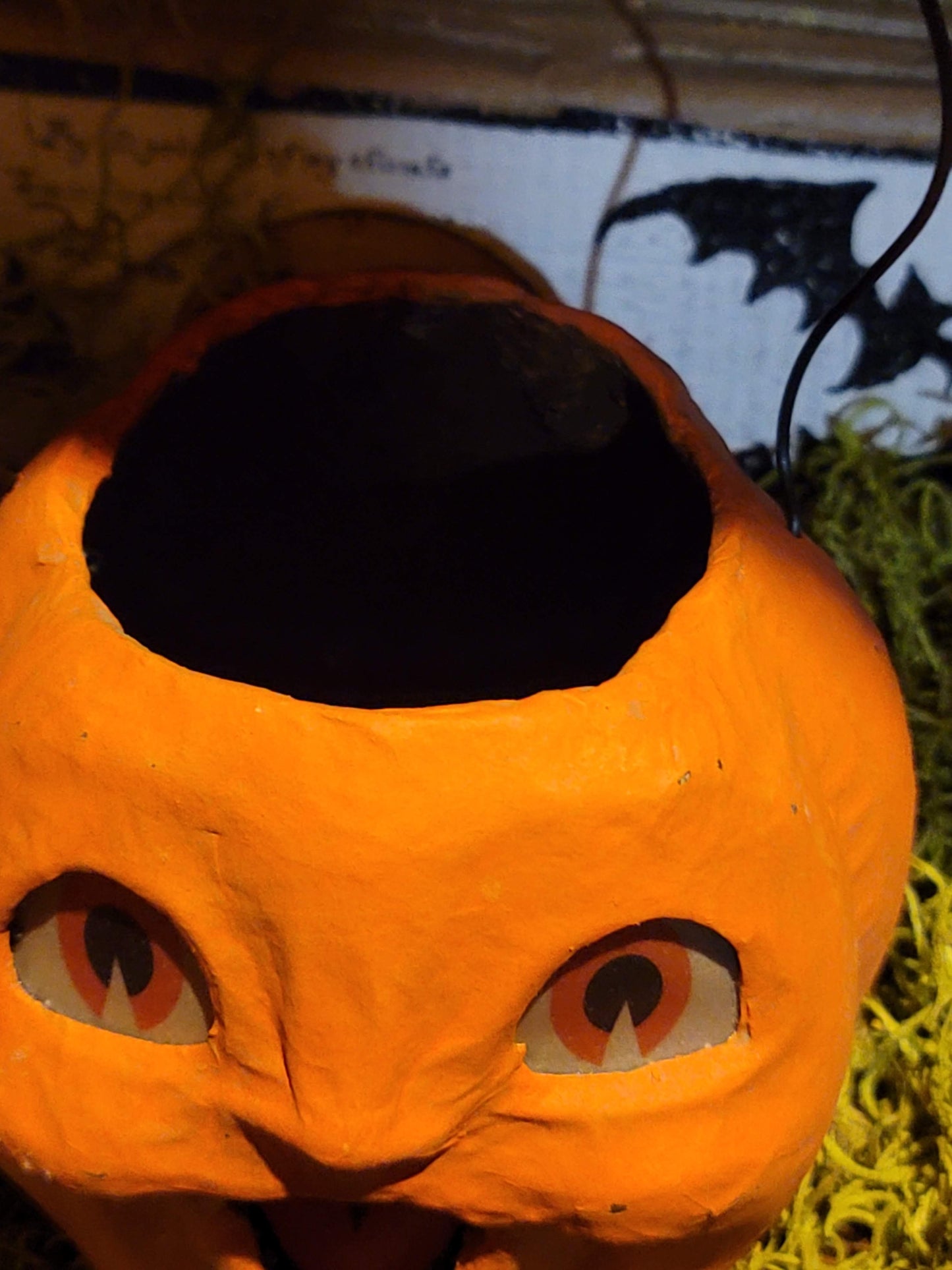 Vintage Halloween Style Bethany Lowe Baby Pumpkin Bucket Paper Mache