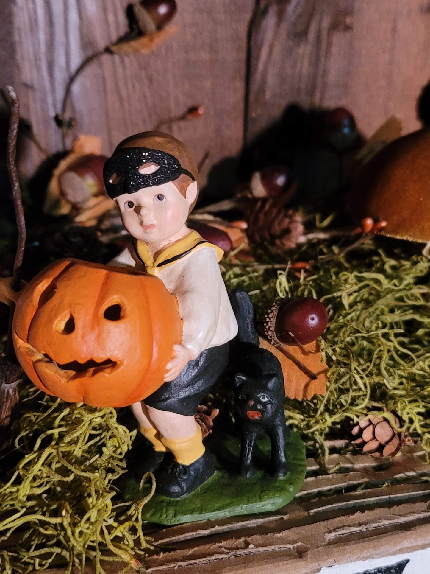 Vintage Halloween Style Postcard Bethany Lowe Witch Girl and Boy with Pumpkin Set