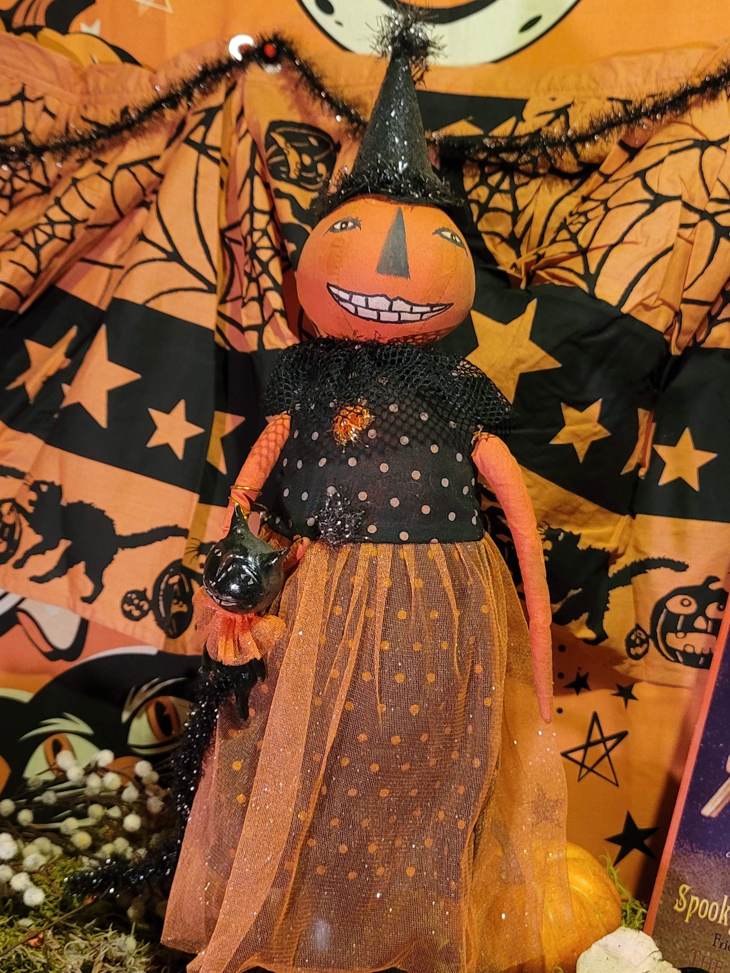 Vintage Halloween Kim Kohler Bethany Lowe Pumpkin Witch Figurine