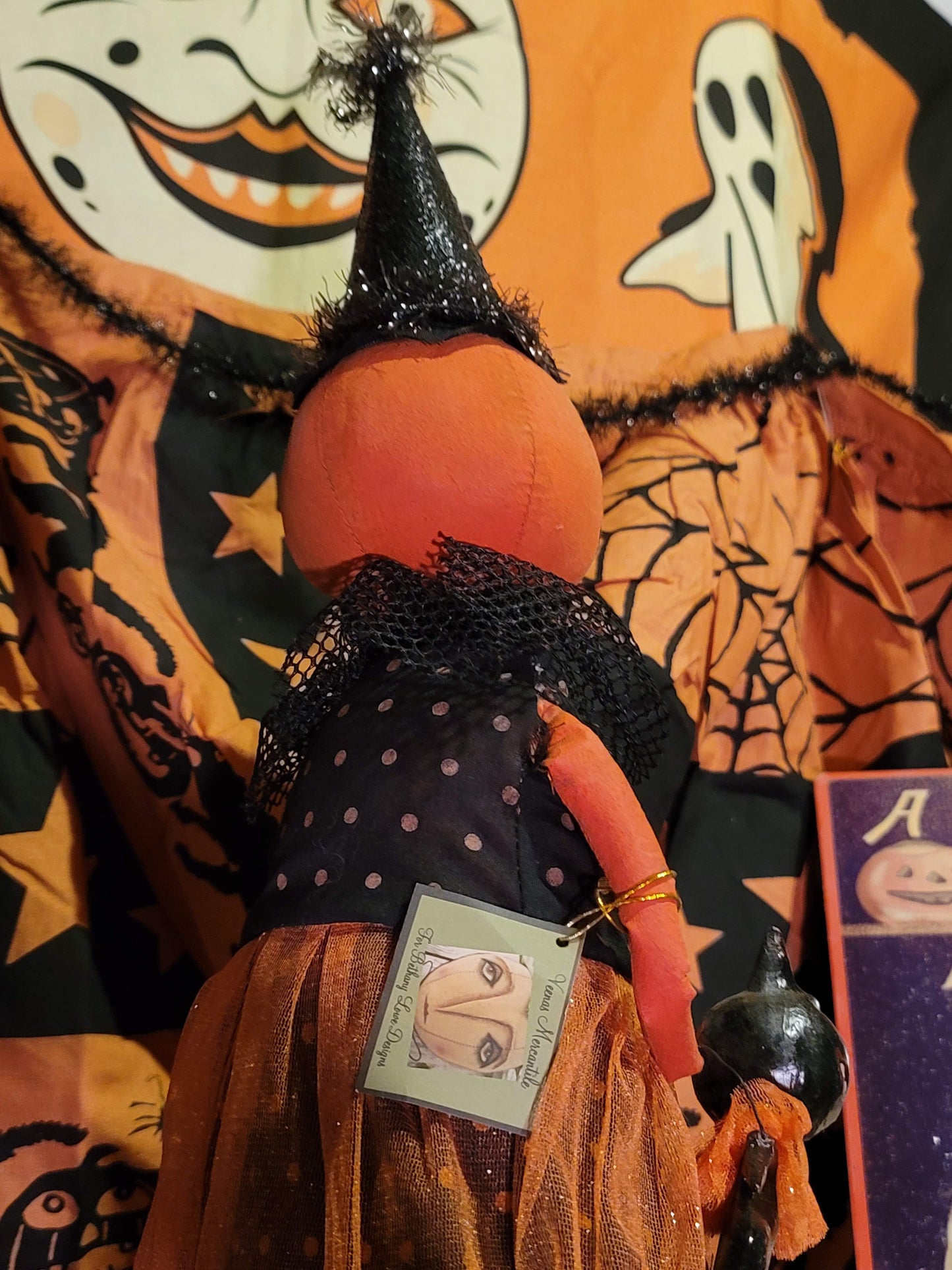 Vintage Halloween Kim Kohler Bethany Lowe Pumpkin Witch Figurine