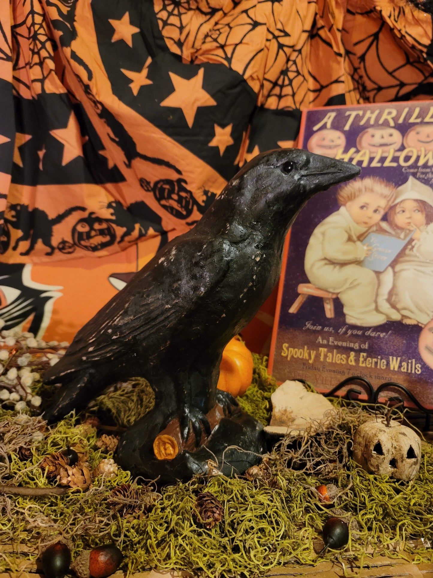Vintage Halloween Style Raven Crow Edgar Allen Poe Figurine