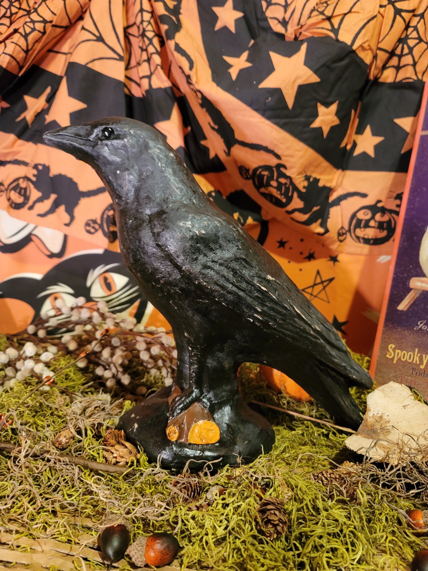 Vintage Halloween Style Raven Crow Edgar Allen Poe Figurine