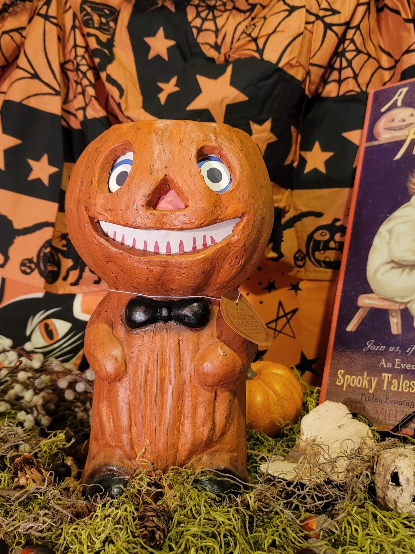Vintage Halloween Style Pumpkin Man Candy Container