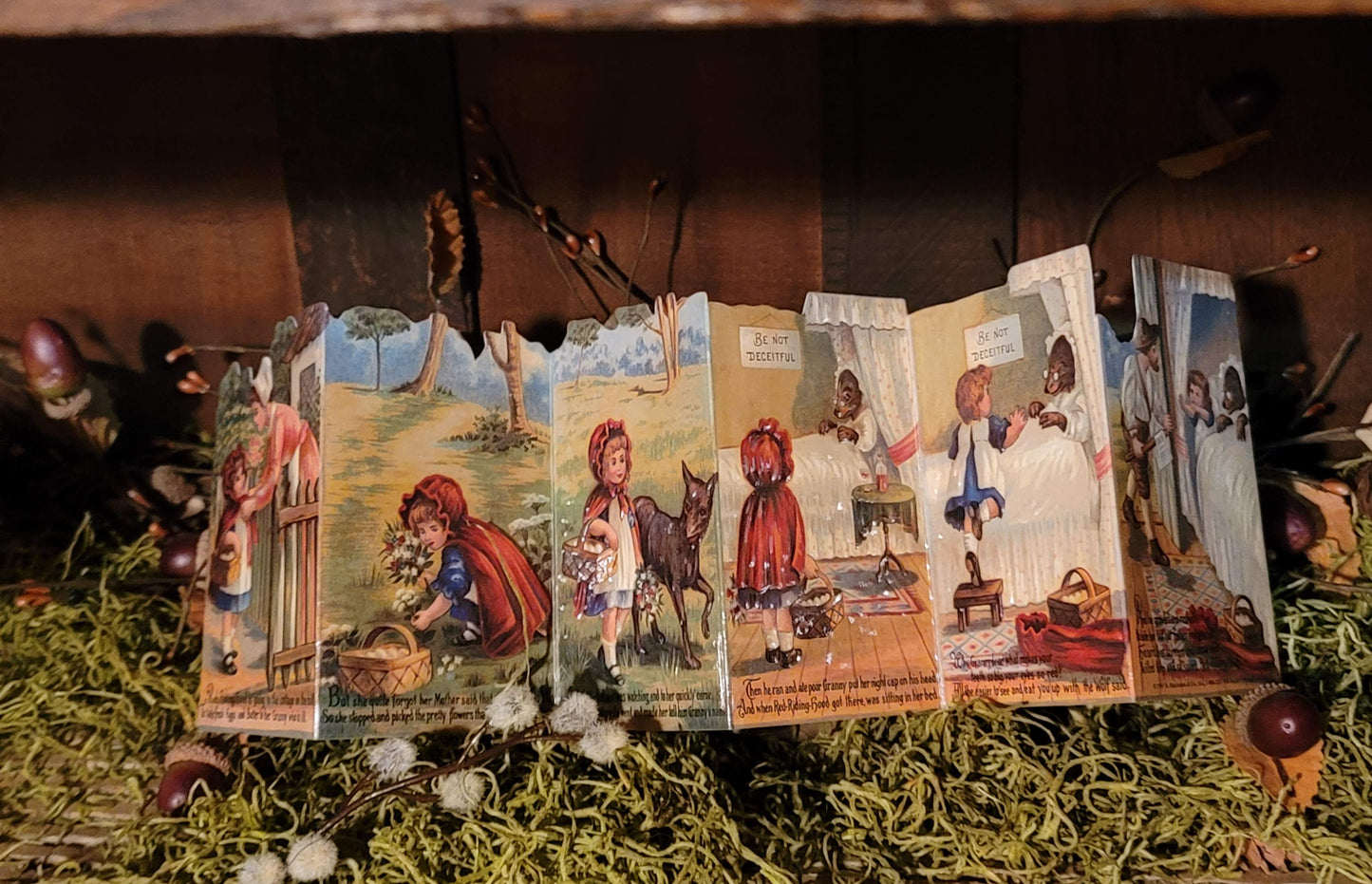 Vintage Victorian Style Red Riding Hood Panorama Card