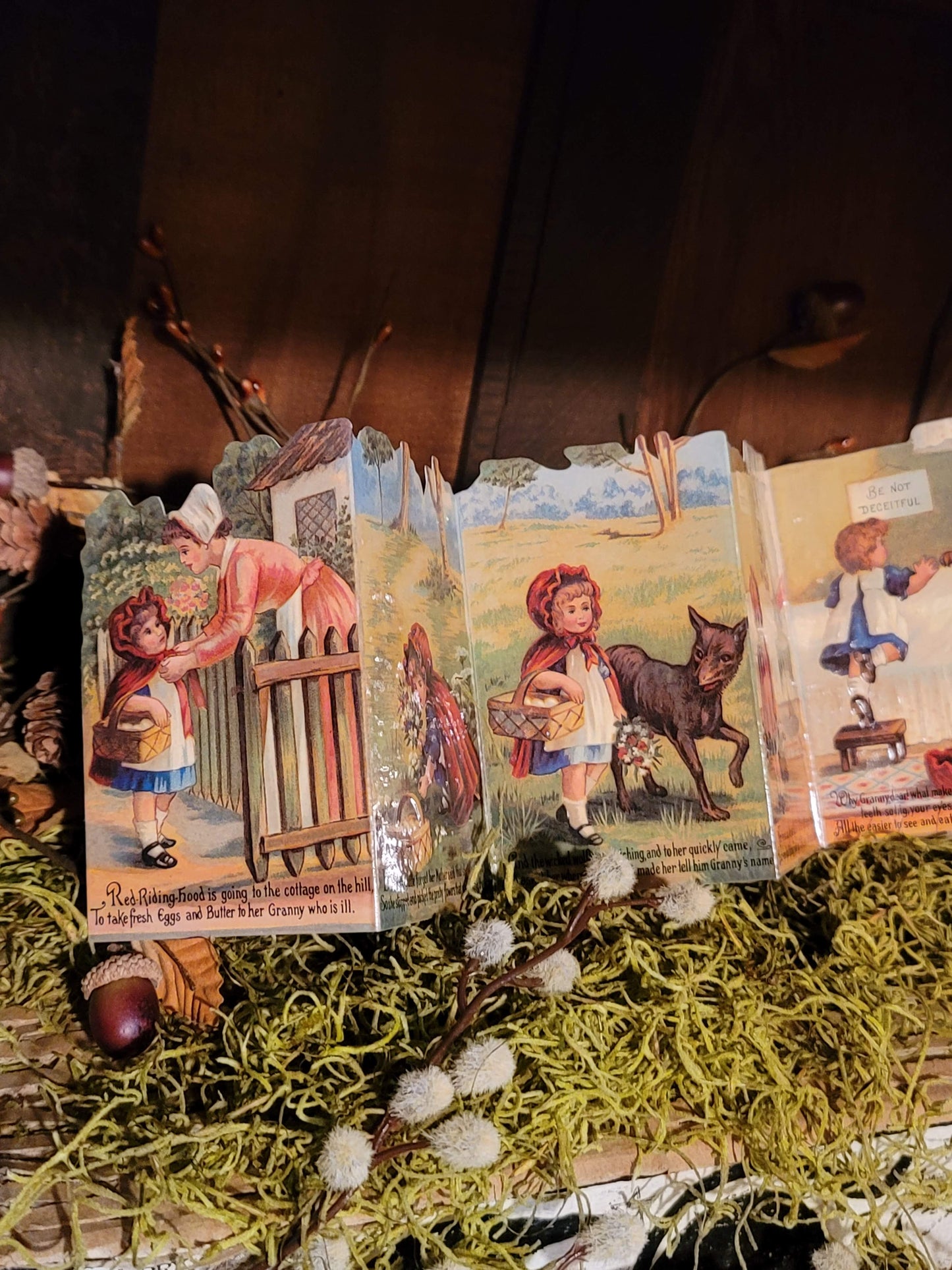 Vintage Victorian Style Red Riding Hood Panorama Card