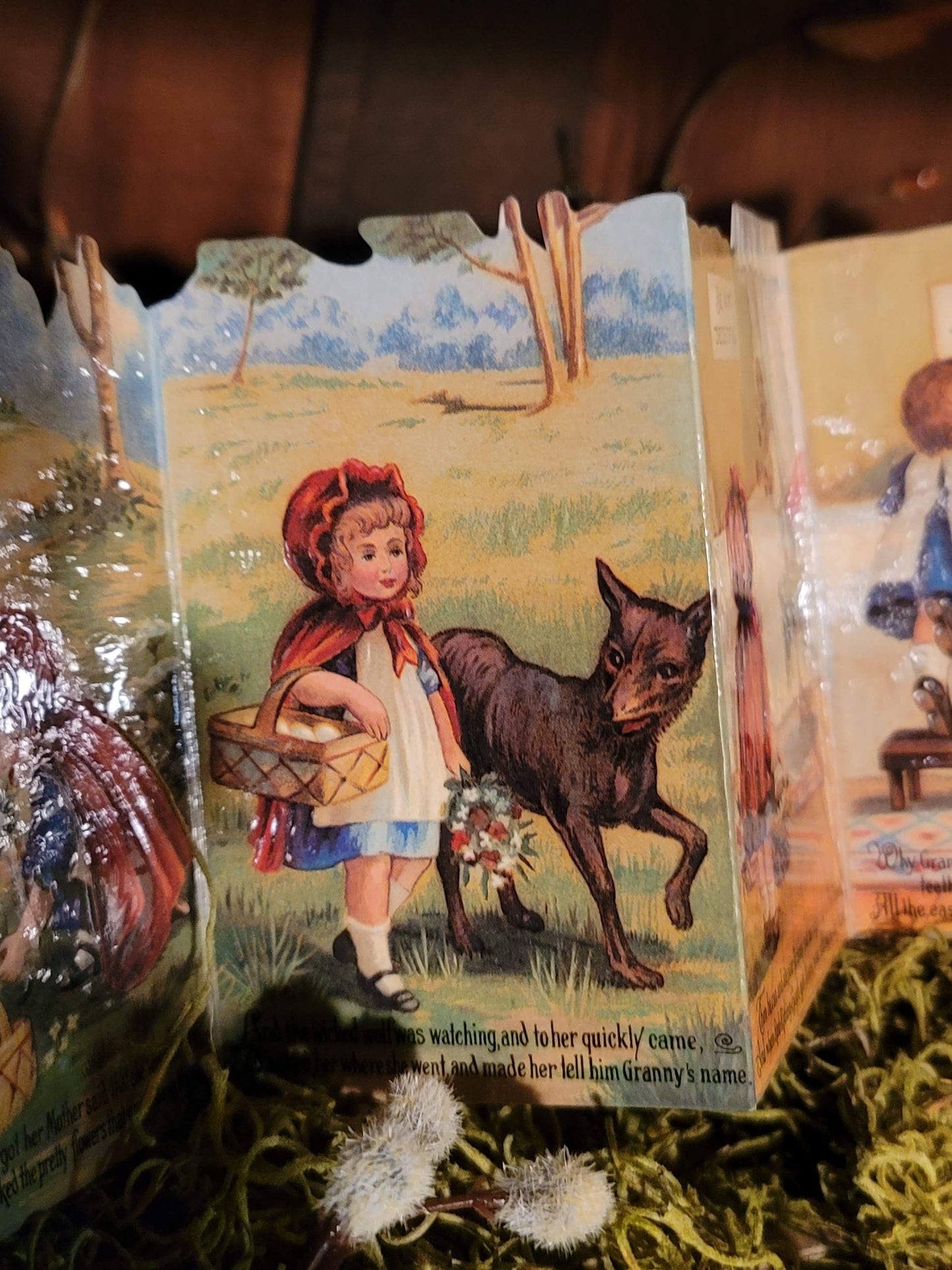 Vintage Victorian Style Red Riding Hood Panorama Card