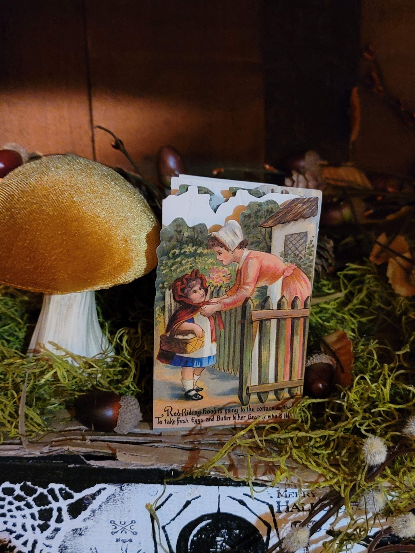 Vintage Victorian Style Red Riding Hood Panorama Card