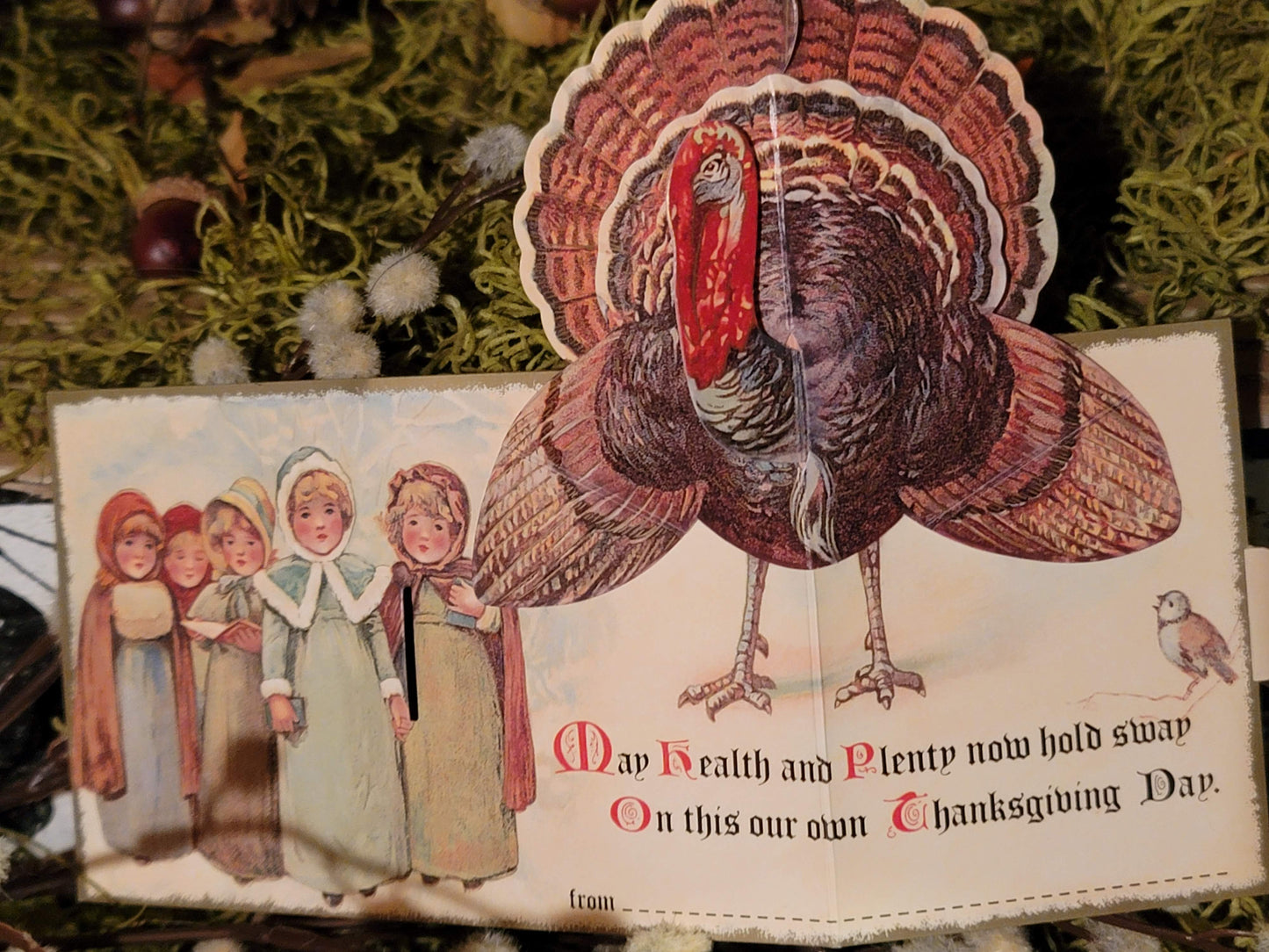 Vintage Victorian Style Thanksgiving Pop Out Turkey Card