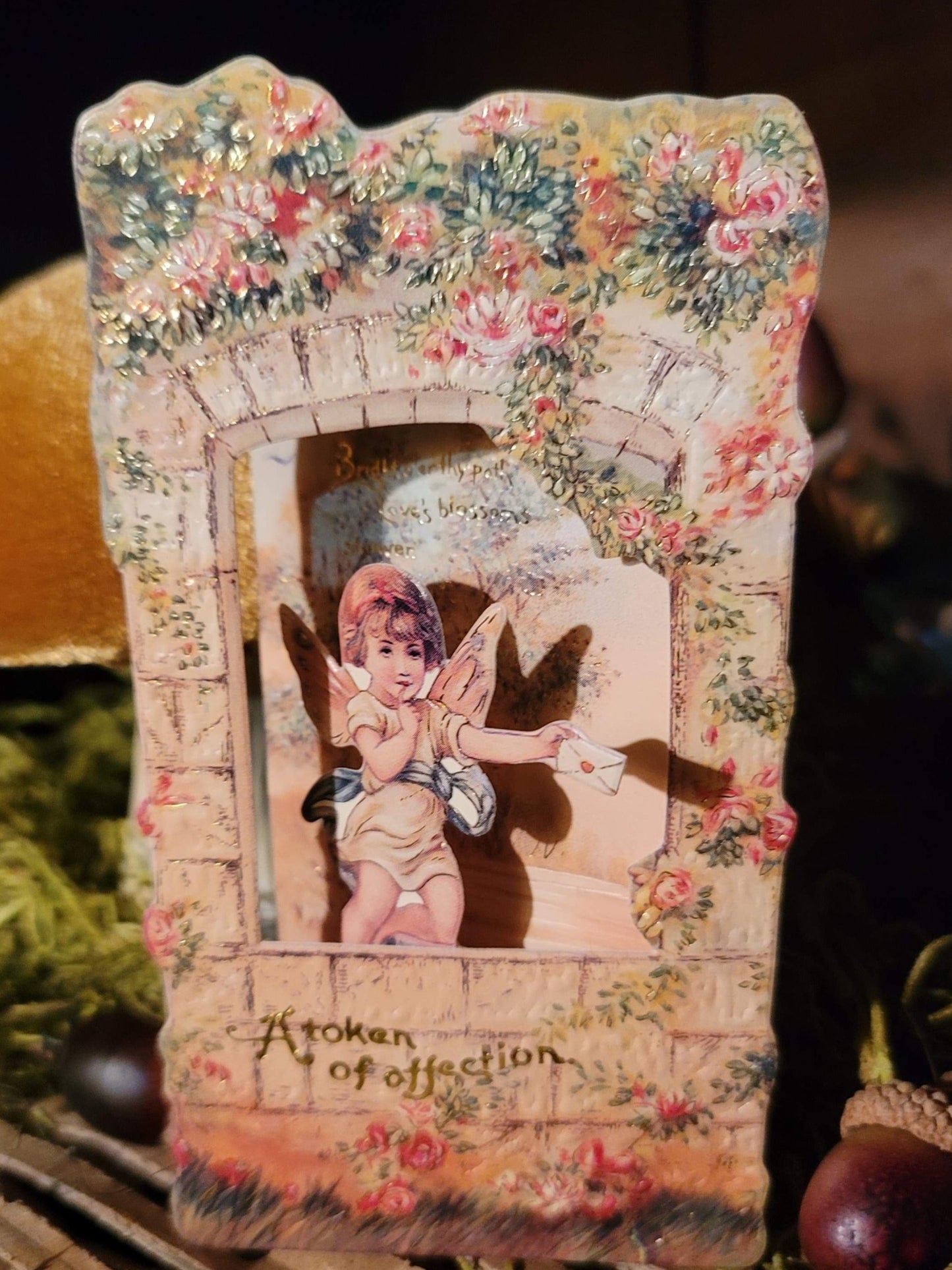 Vintage Victorian Style Cupid Token of Affection Mechanical Romance Card