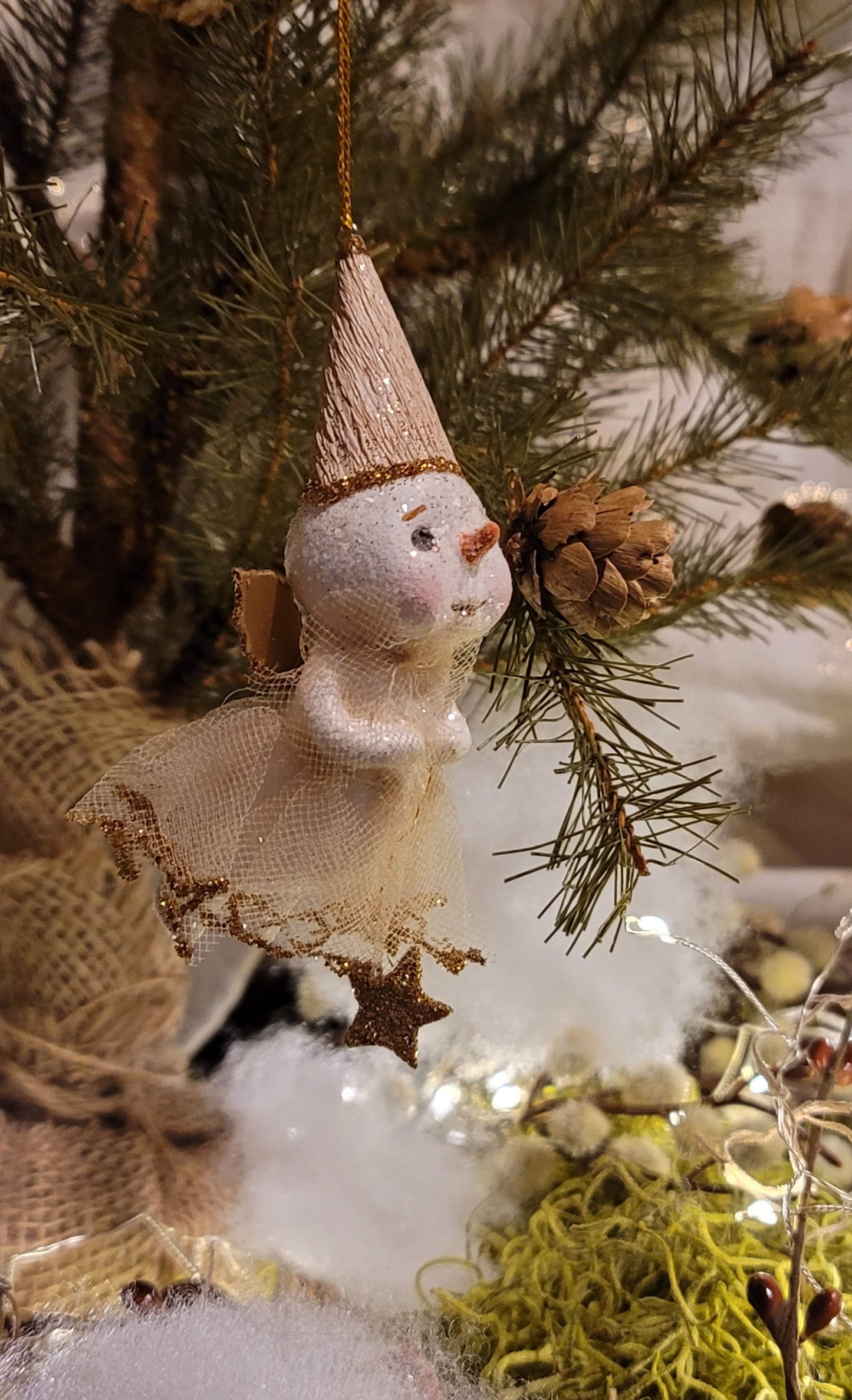 Whimsy Folk Art Bethany Lowe princess Snowman Angel Girl Ornament