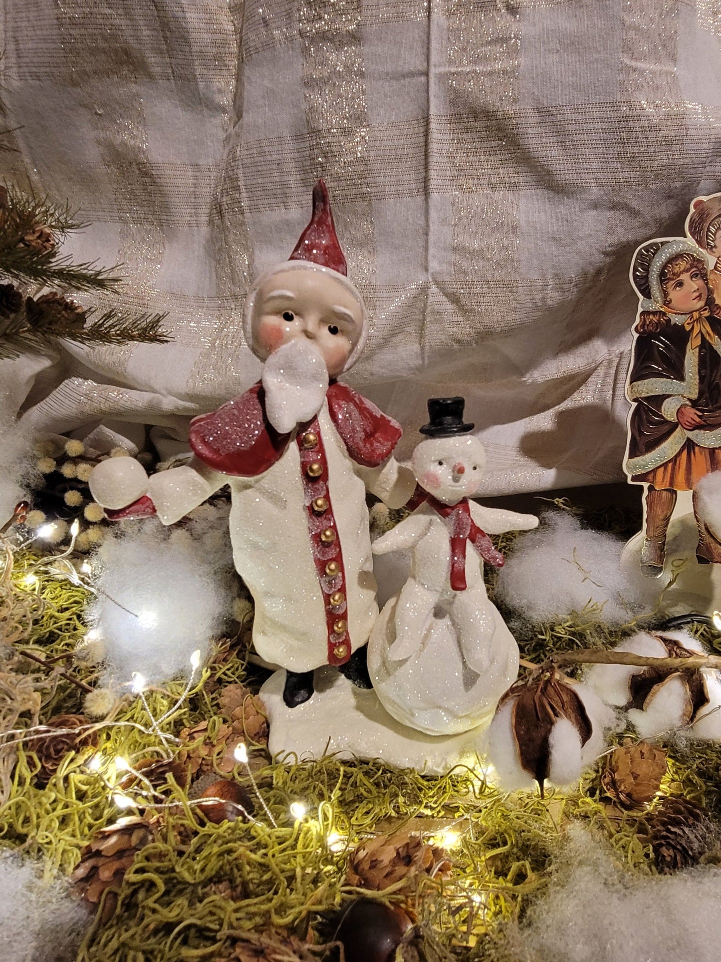 Whimsy Christmas Dee Harvey Foust Best Buds Santa and Snowman Figurine