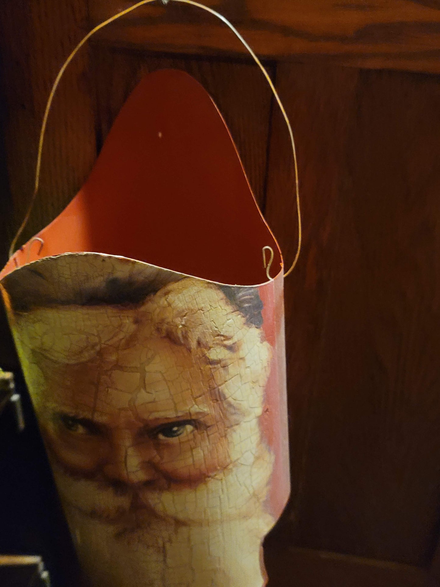 Vintage Victorian Style Christmas Coal Bucket Primitive Santa Container