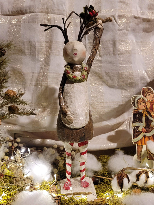 Vintage Hammerschmidt Christmas Reindeer Pageant Girl Figurine