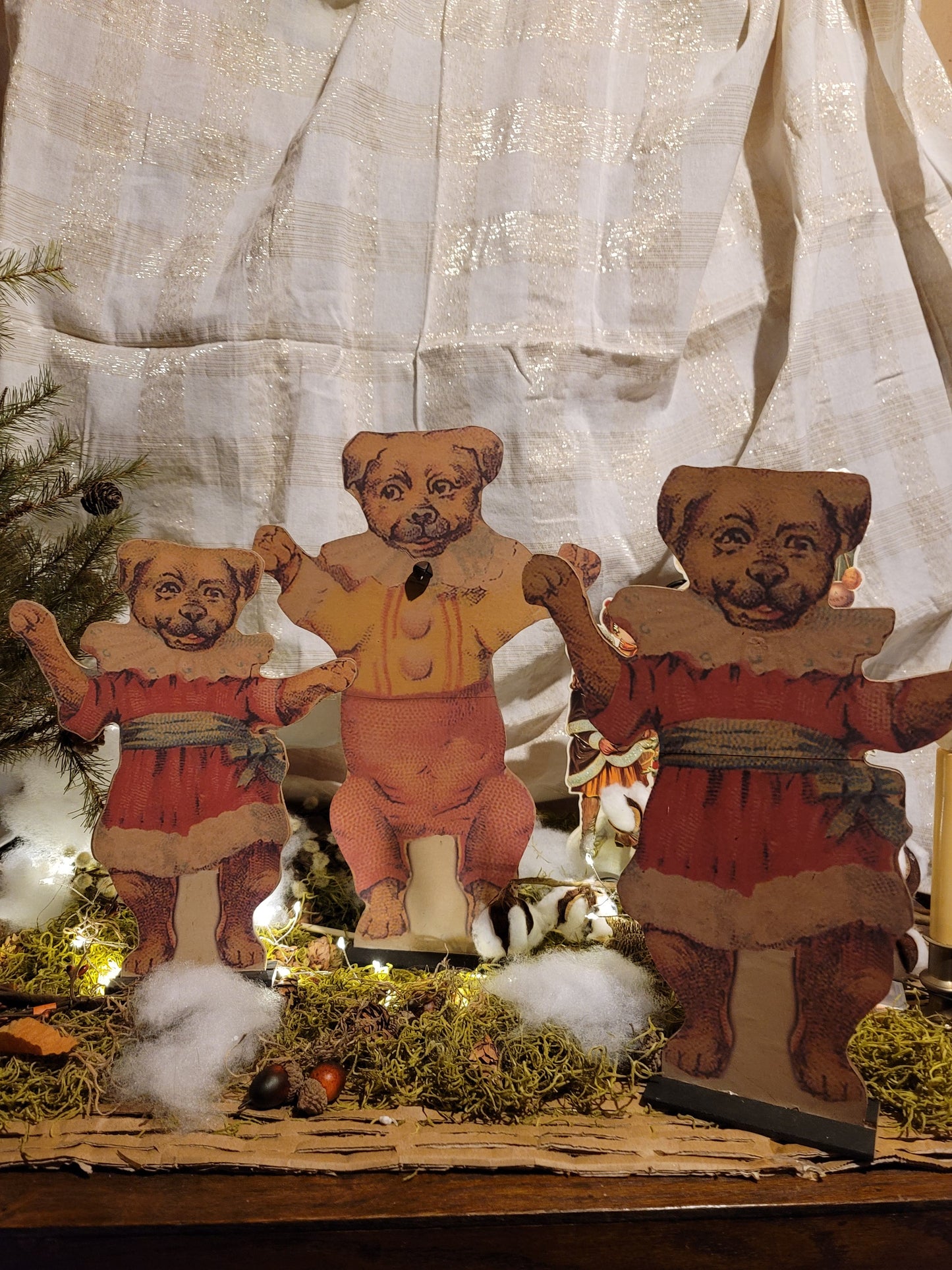 Vintage Victorian Style Christmas Circus Dogs Dummy Boards