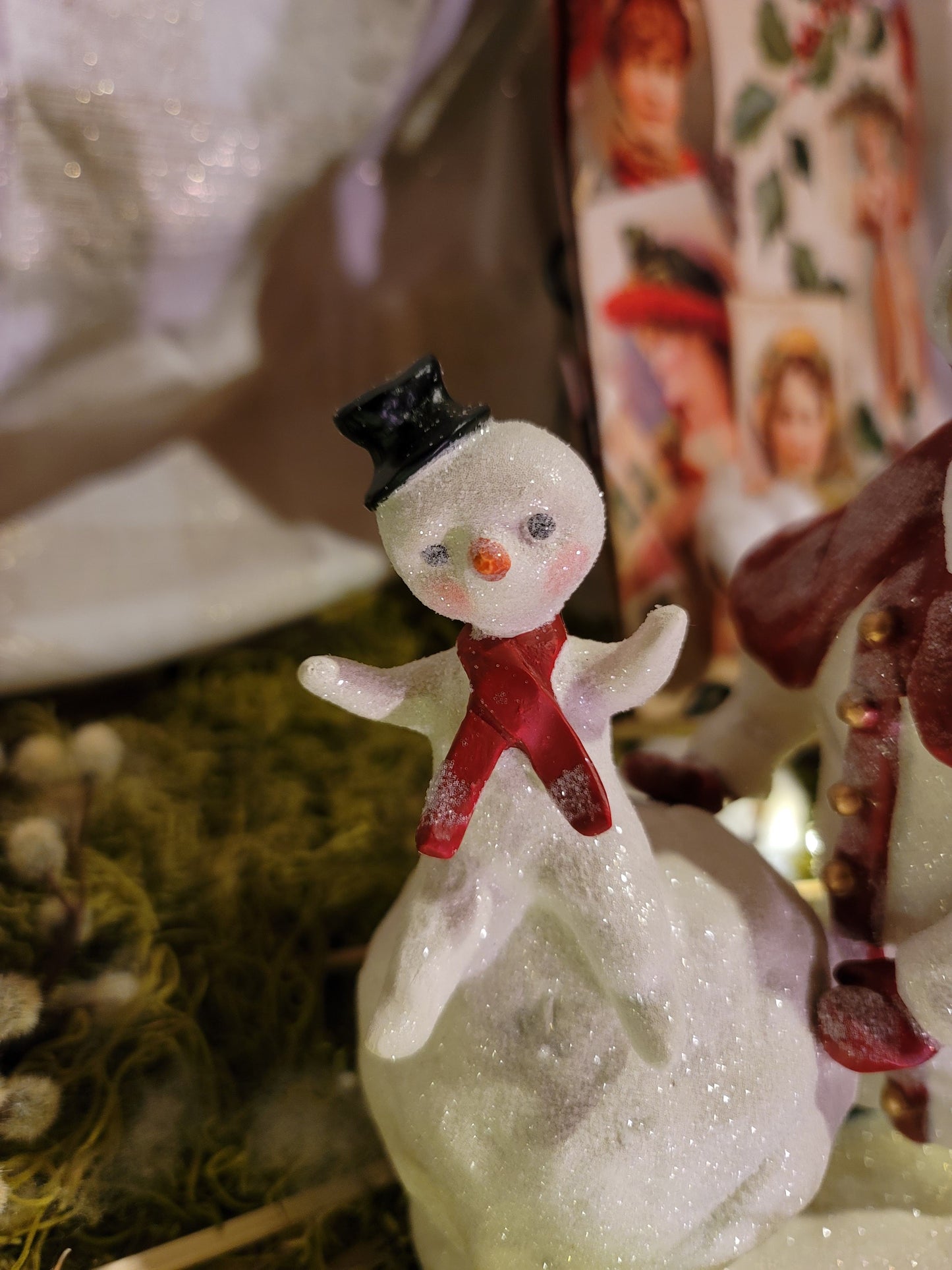 Folk Art Dee Harvey Foust Santa Snowball Rides Figurine