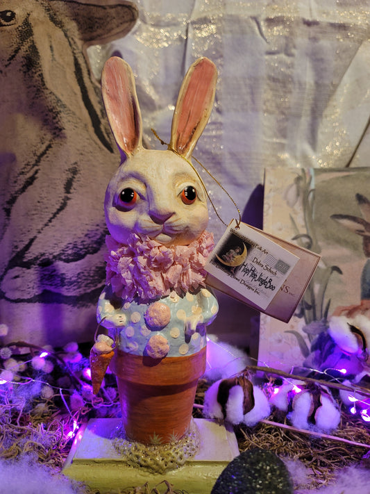 Vintage Easter Hop Hop Jingle Boo Debra Schoch Bunny in Pot Figurine