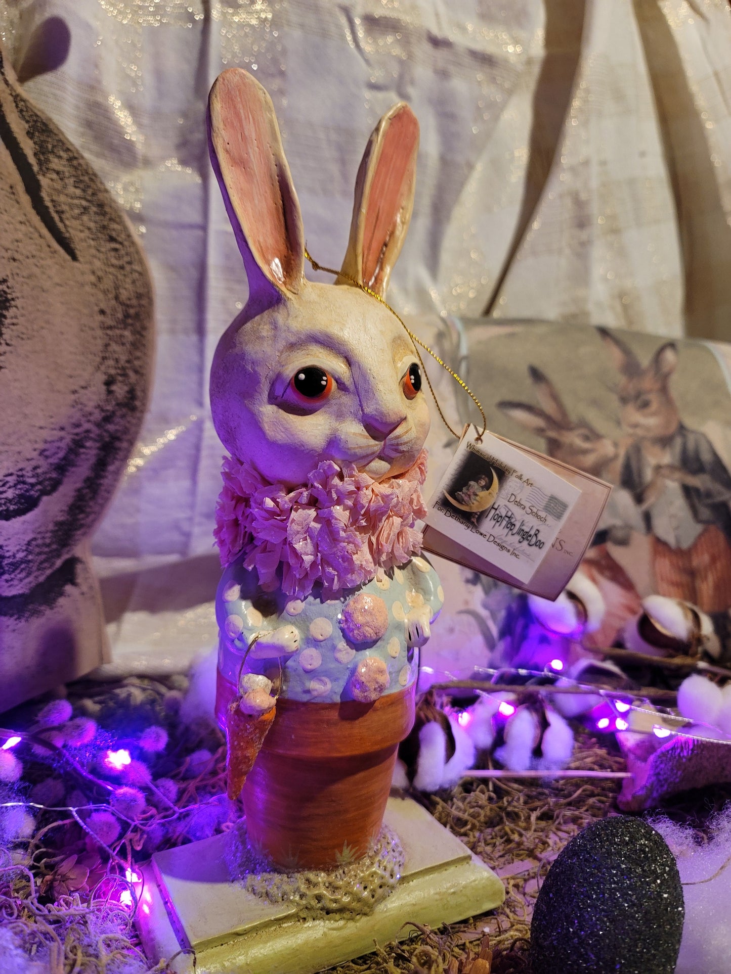 Vintage Easter Hop Hop Jingle Boo Debra Schoch Bunny in Pot Figurine
